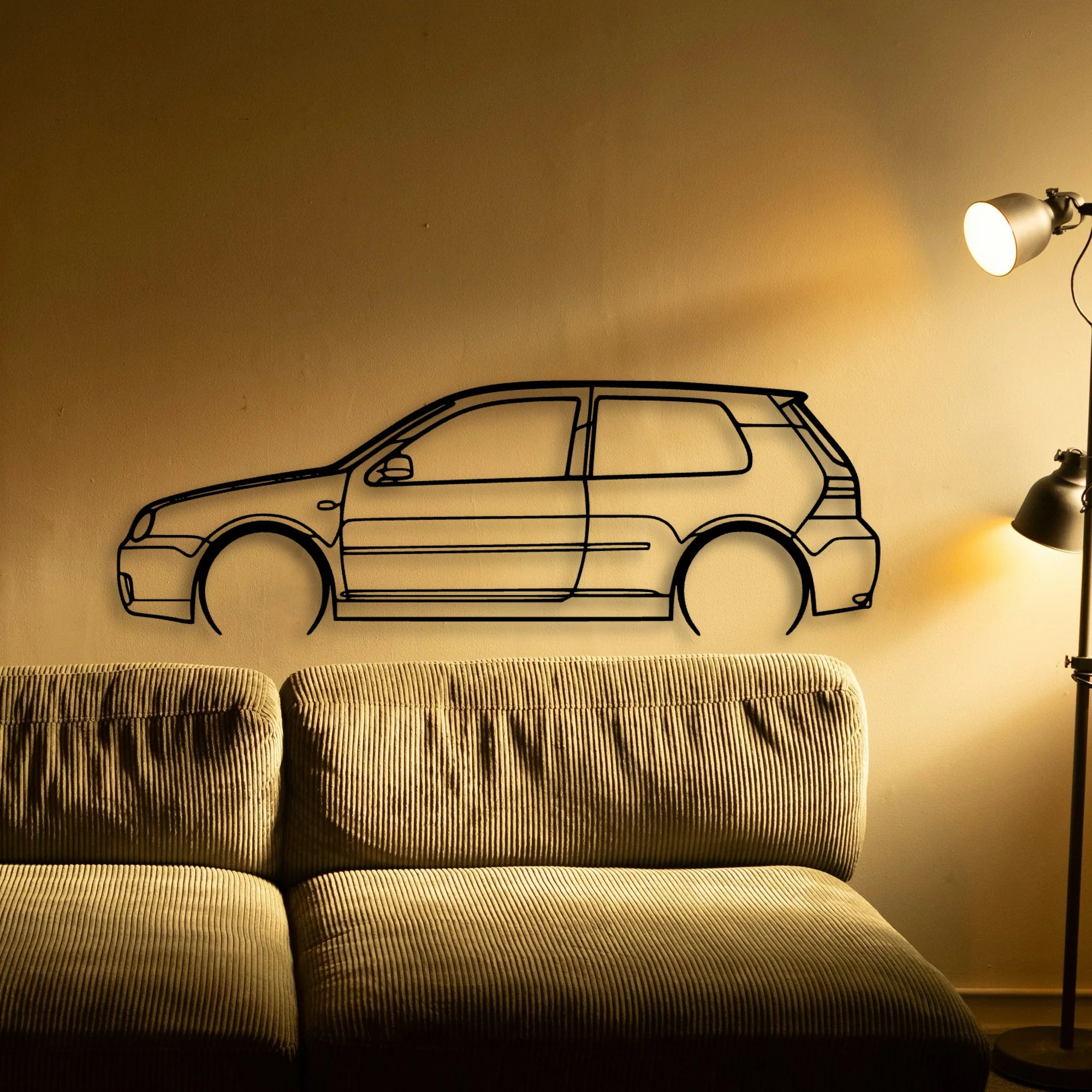Golf 4 R32 2 Classic Silhouette Metal Wall Art - Automotive Garage Decor