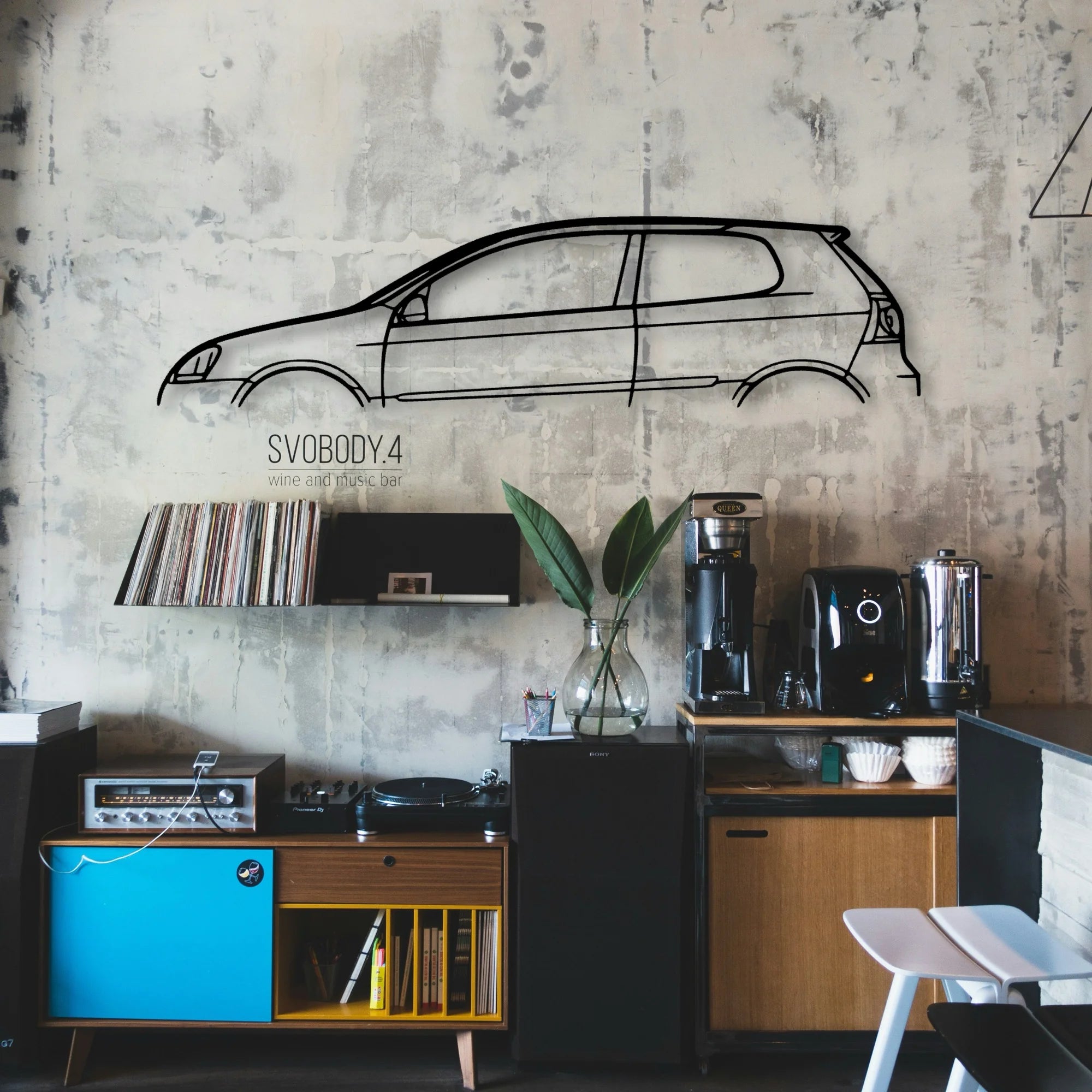 Golf 5 Classic Silhouette Metal Wall Art - Automotive Garage Decor