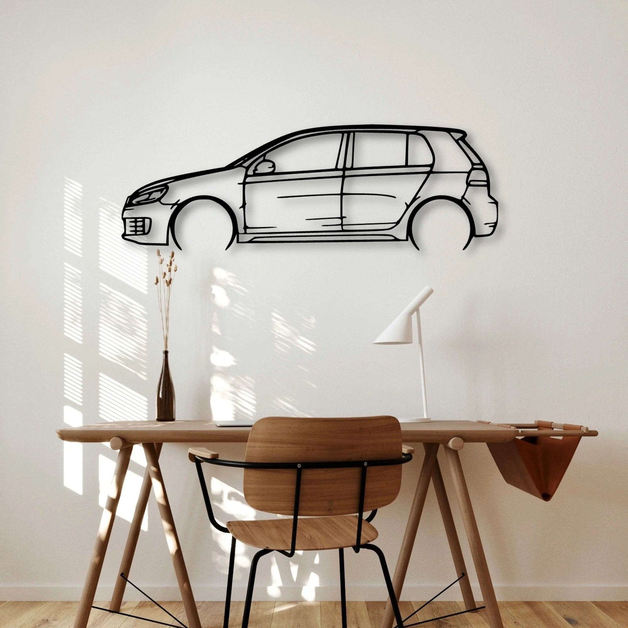 Golf 6 GTI Wolfsburg Classic Silhouette Metal Wall Art - Automotive Garage Decor