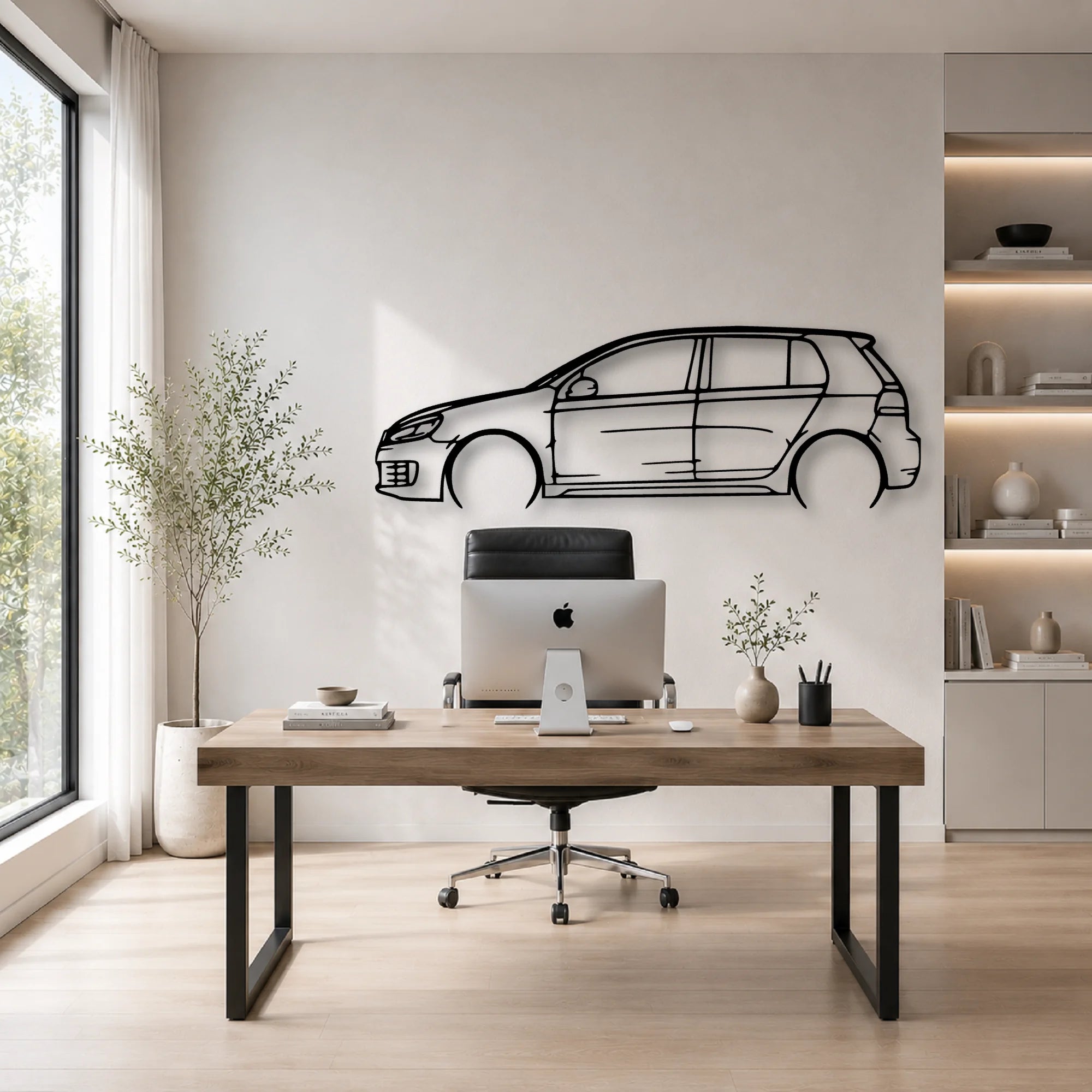 Golf 6 GTI Wolfsburg Classic Silhouette Metal Wall Art - Automotive Garage Decor