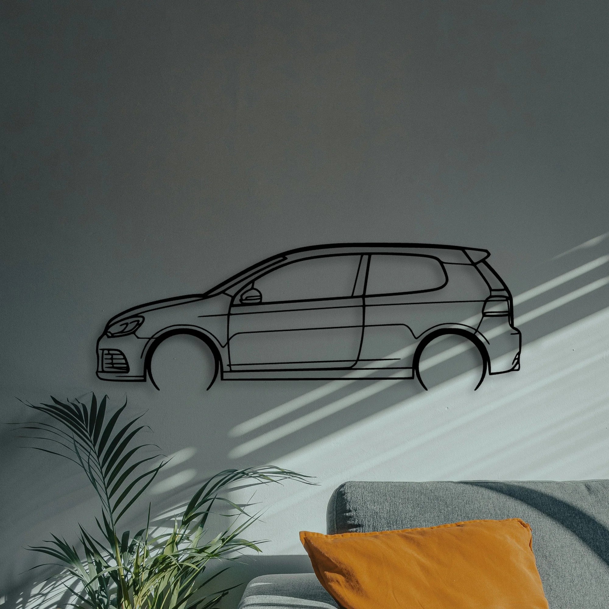 Golf 6 R Classic Silhouette Metal Wall Art - Automotive Garage Decor