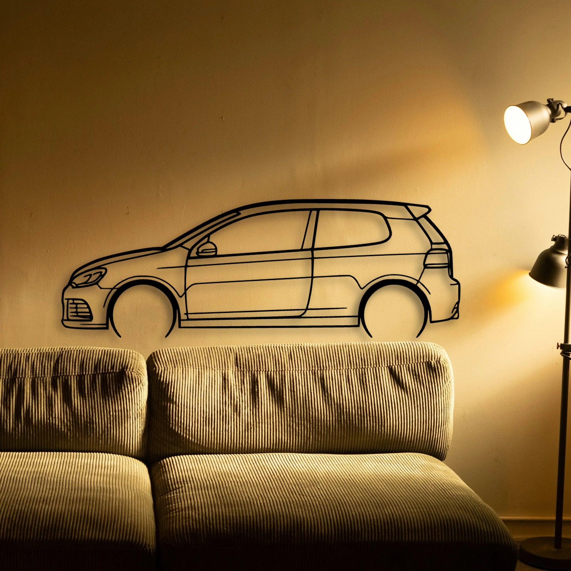 Golf 6 R Classic Silhouette Metal Wall Art - Automotive Garage Decor