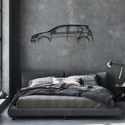 Golf 6 R 2 Classic Silhouette Metal Wall Art - Automotive Garage Decor