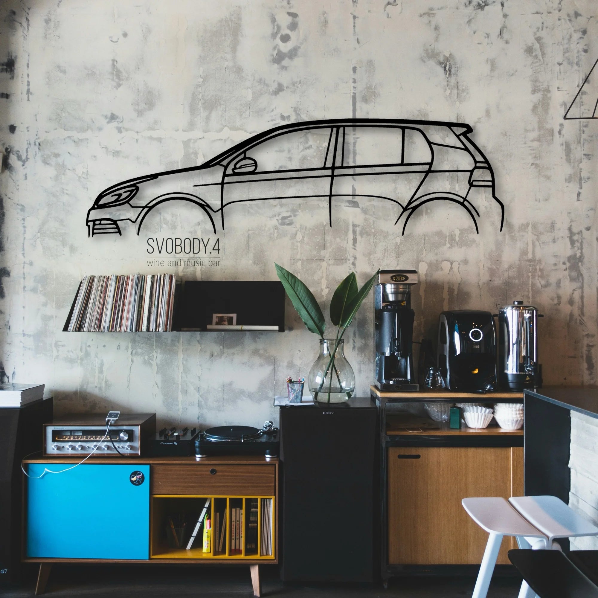 Golf 6 R 2 Classic Silhouette Metal Wall Art - Automotive Garage Decor