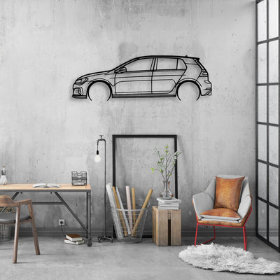 Golf 7 GTI Classic Silhouette Metal Wall Art - Automotive Garage Decor