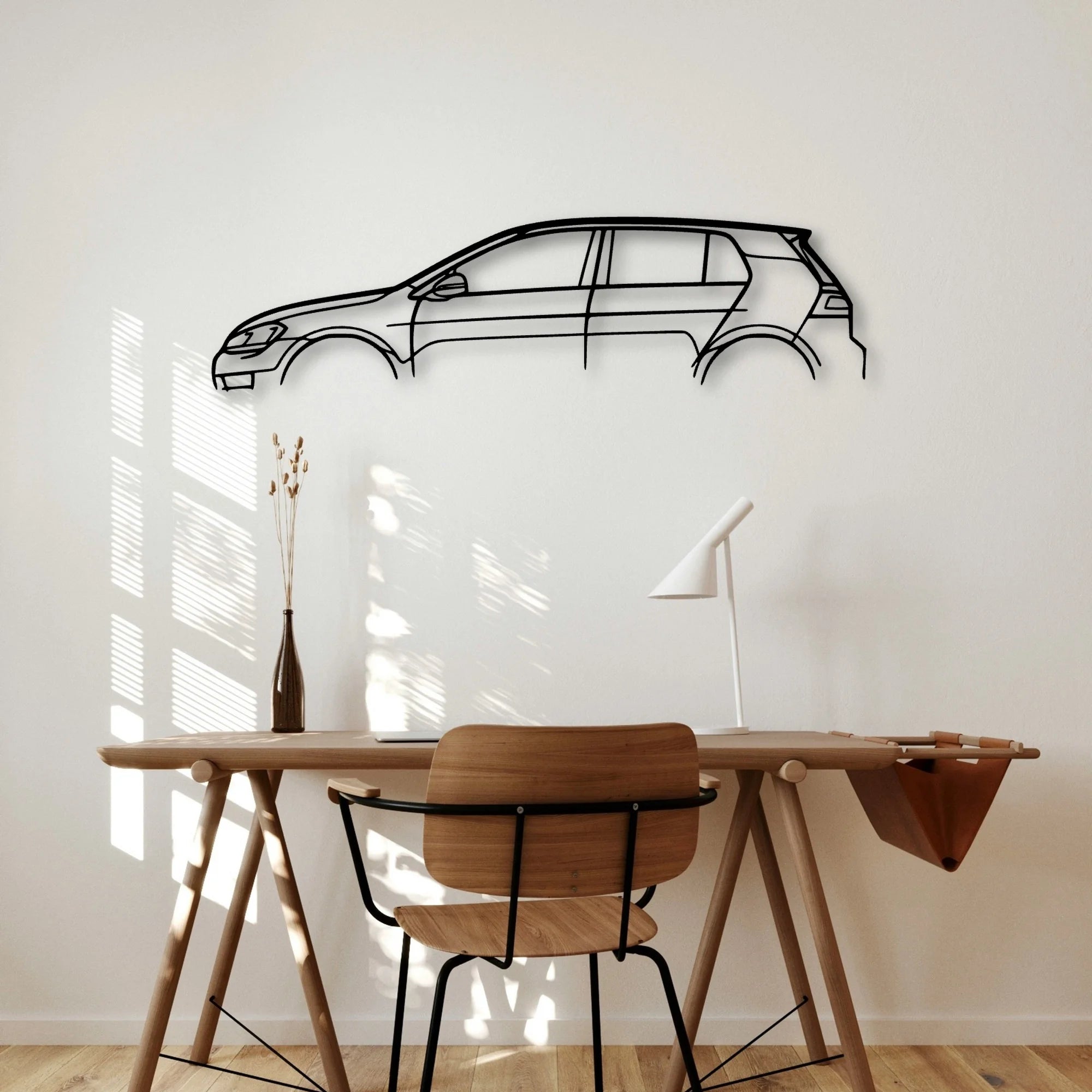 Golf 7 R Classic Silhouette Metal Wall Art - Automotive Garage Decor