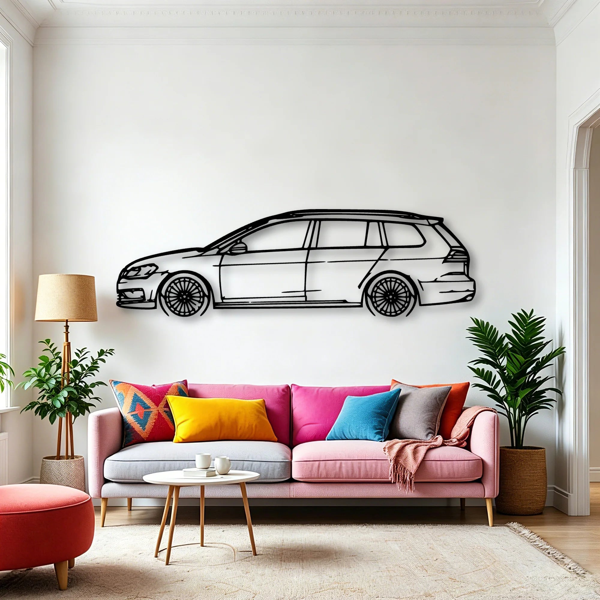 Golf 7 Wagon Classic Silhouette Metal Wall Art - Automotive Garage Decor