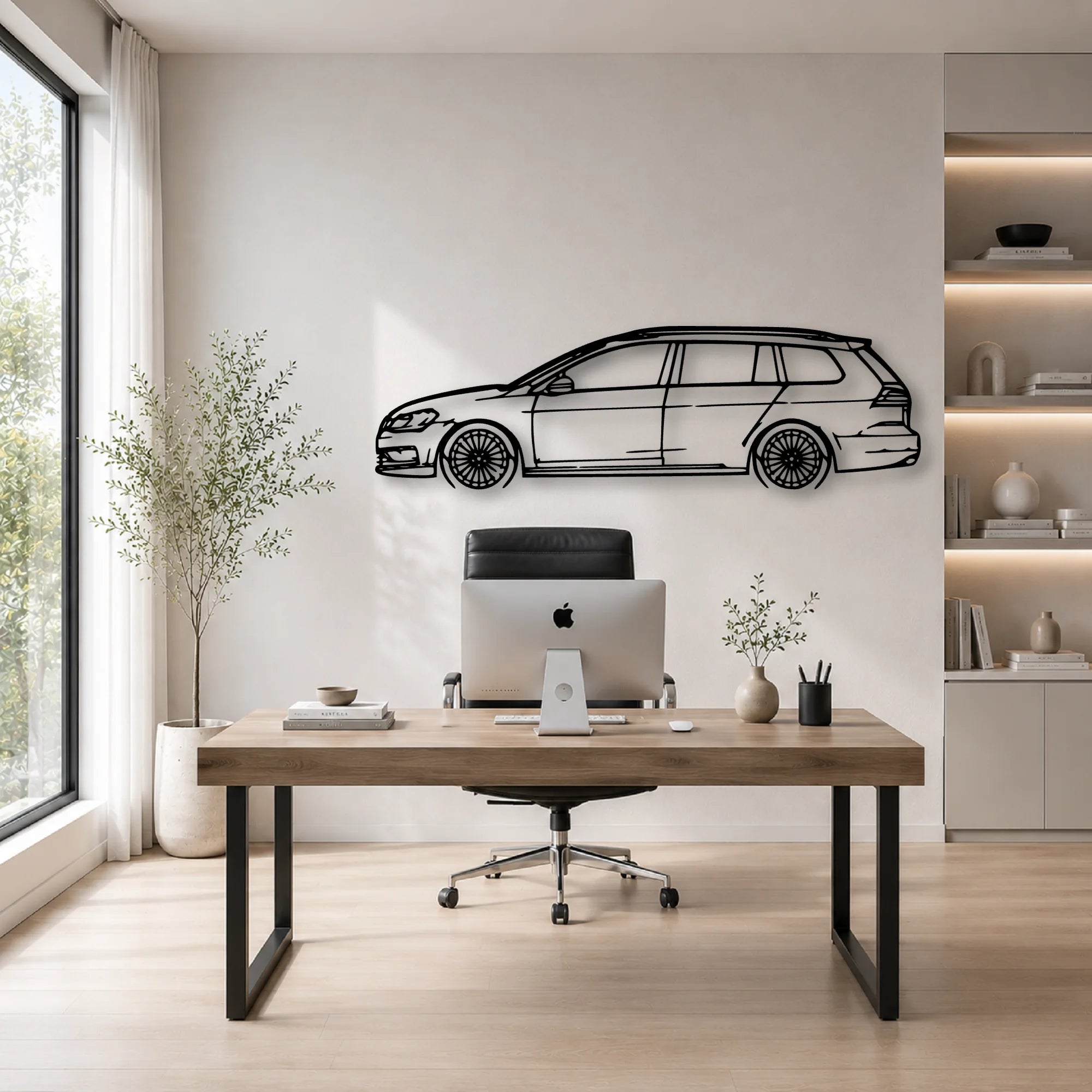 Golf 7 Wagon Classic Silhouette Metal Wall Art - Automotive Garage Decor