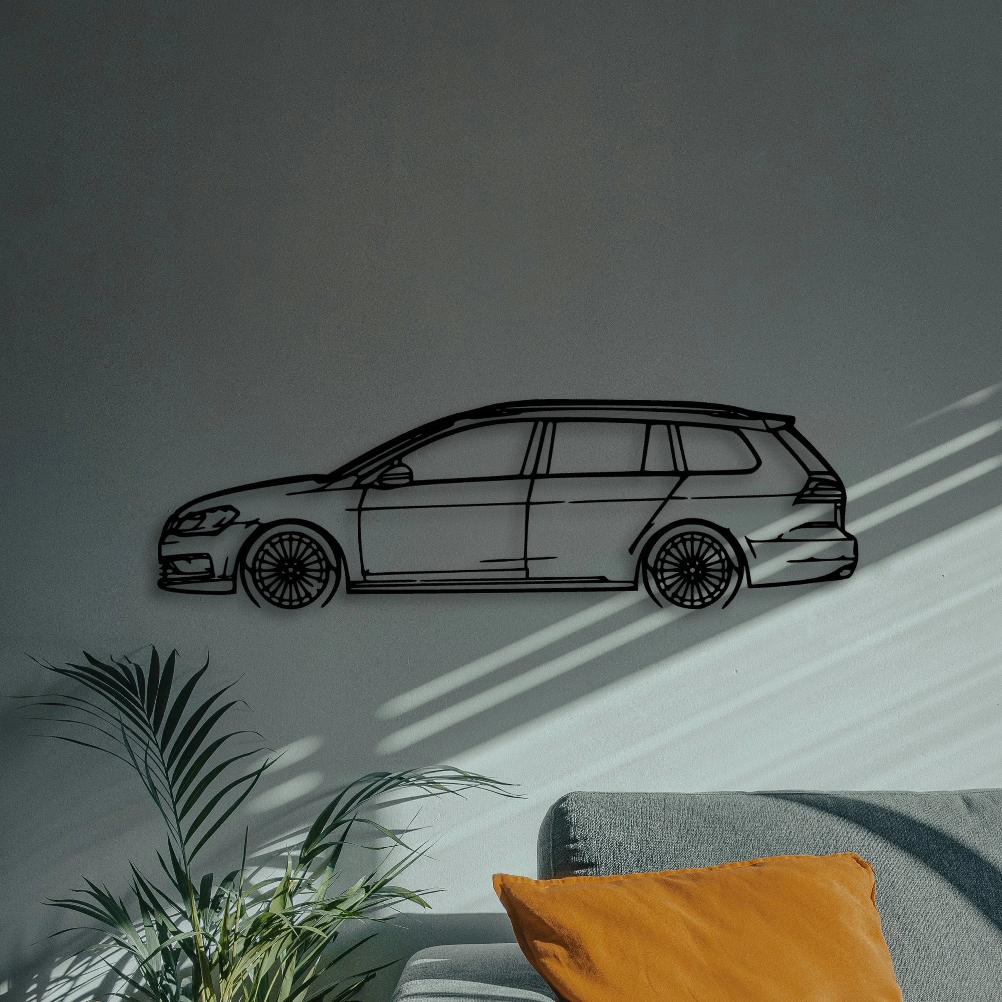 Golf 7 Wagon Classic Silhouette Metal Wall Art - Automotive Garage Decor