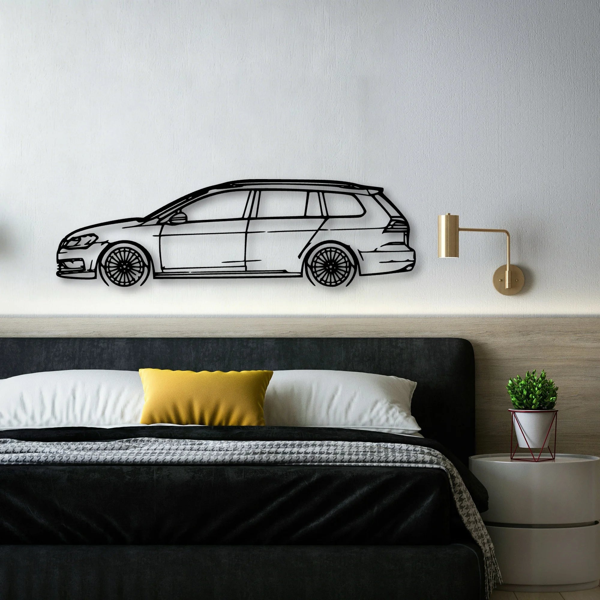 Golf 7 Wagon Classic Silhouette Metal Wall Art - Automotive Garage Decor