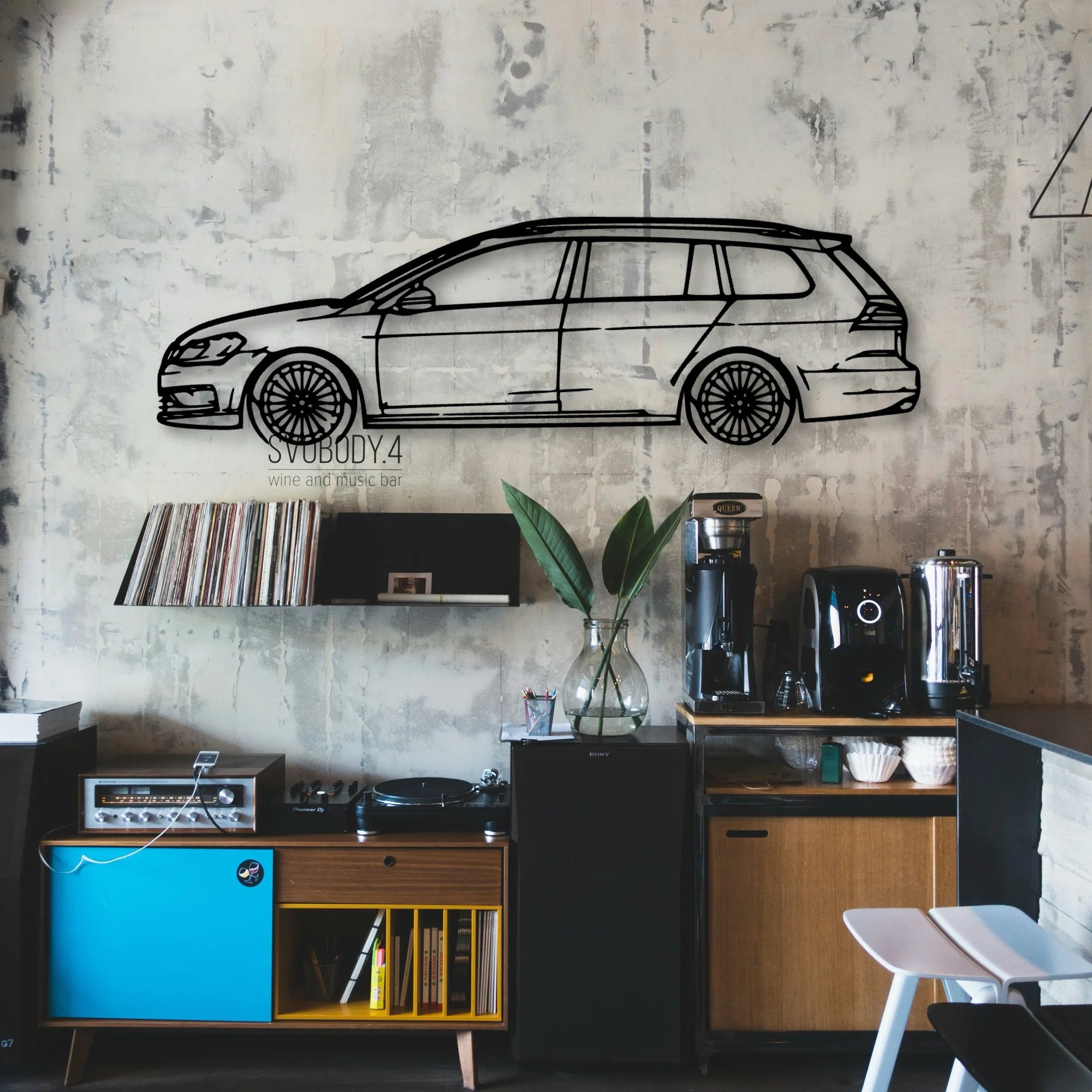 Golf 7 Wagon Classic Silhouette Metal Wall Art - Automotive Garage Decor