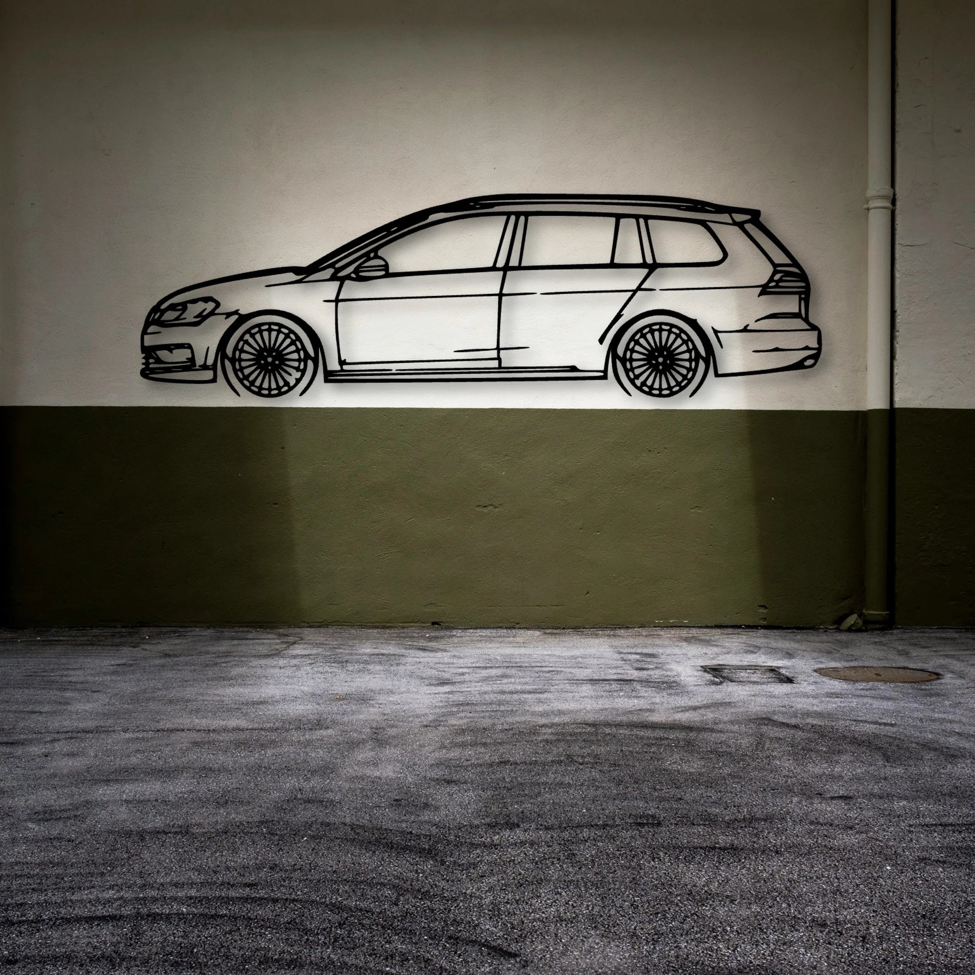 Golf 7 Wagon Classic Silhouette Metal Wall Art - Automotive Garage Decor
