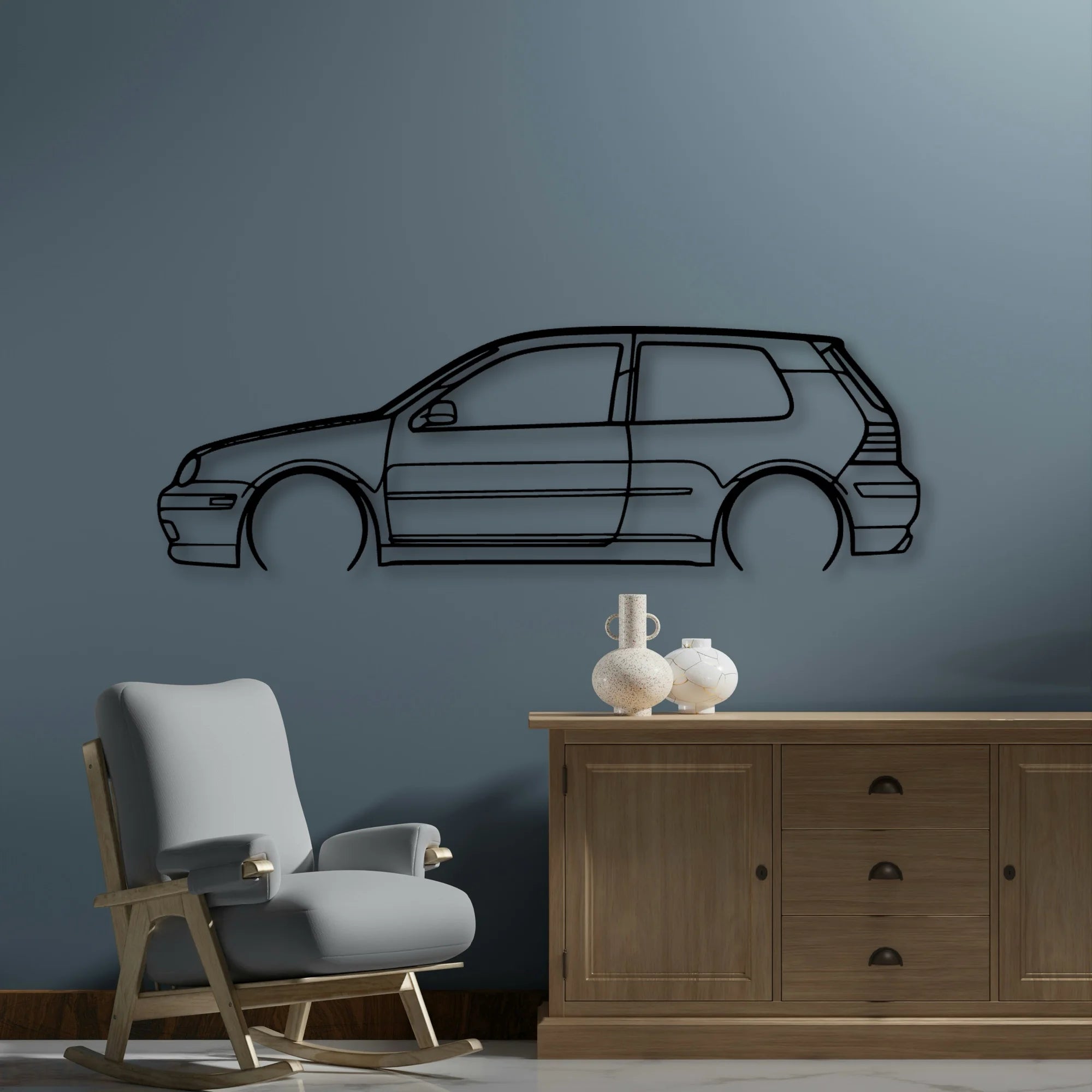 Golf GTI MK4 2 Classic Silhouette Metal Wall Art - Automotive Garage Decor