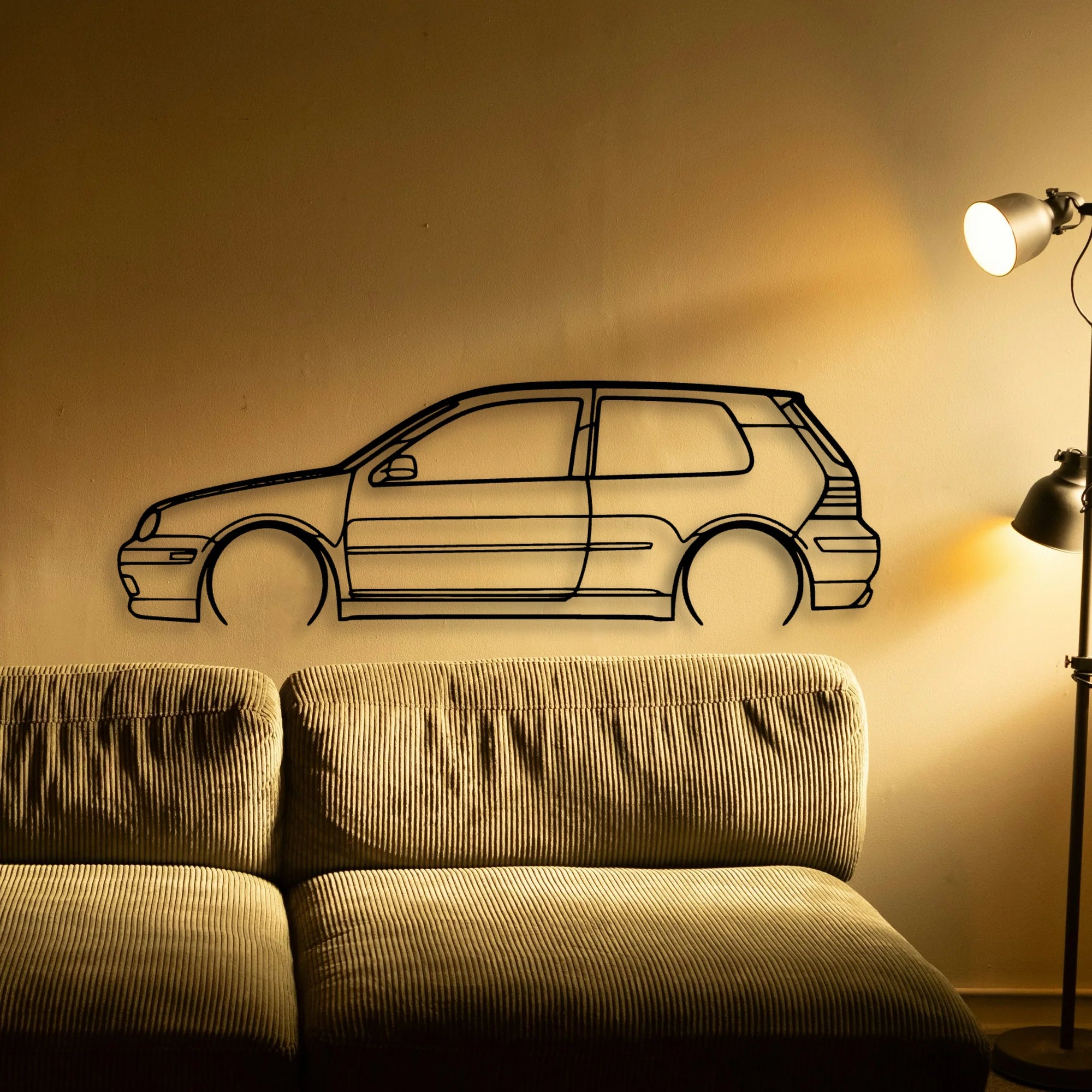 Golf GTI MK4 2 Classic Silhouette Metal Wall Art - Automotive Garage Decor
