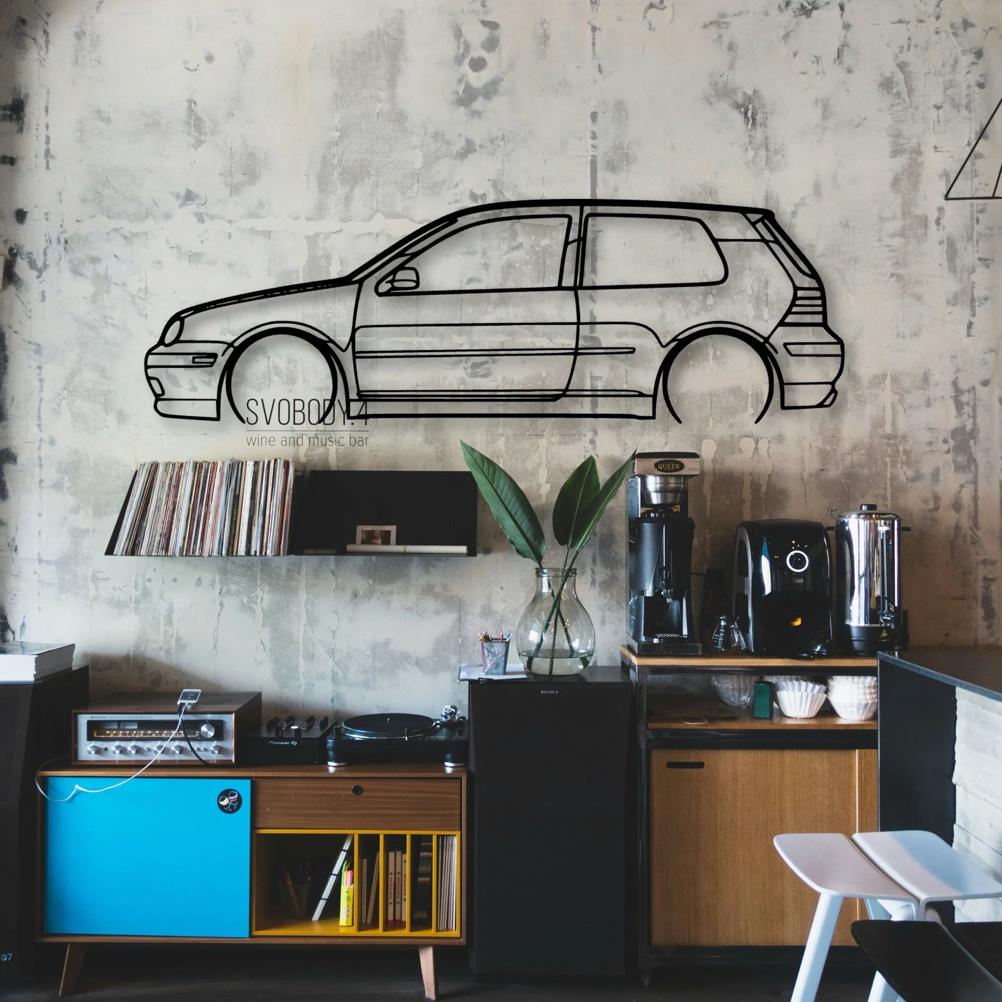 Golf GTI MK4 2 Classic Silhouette Metal Wall Art - Automotive Garage Decor