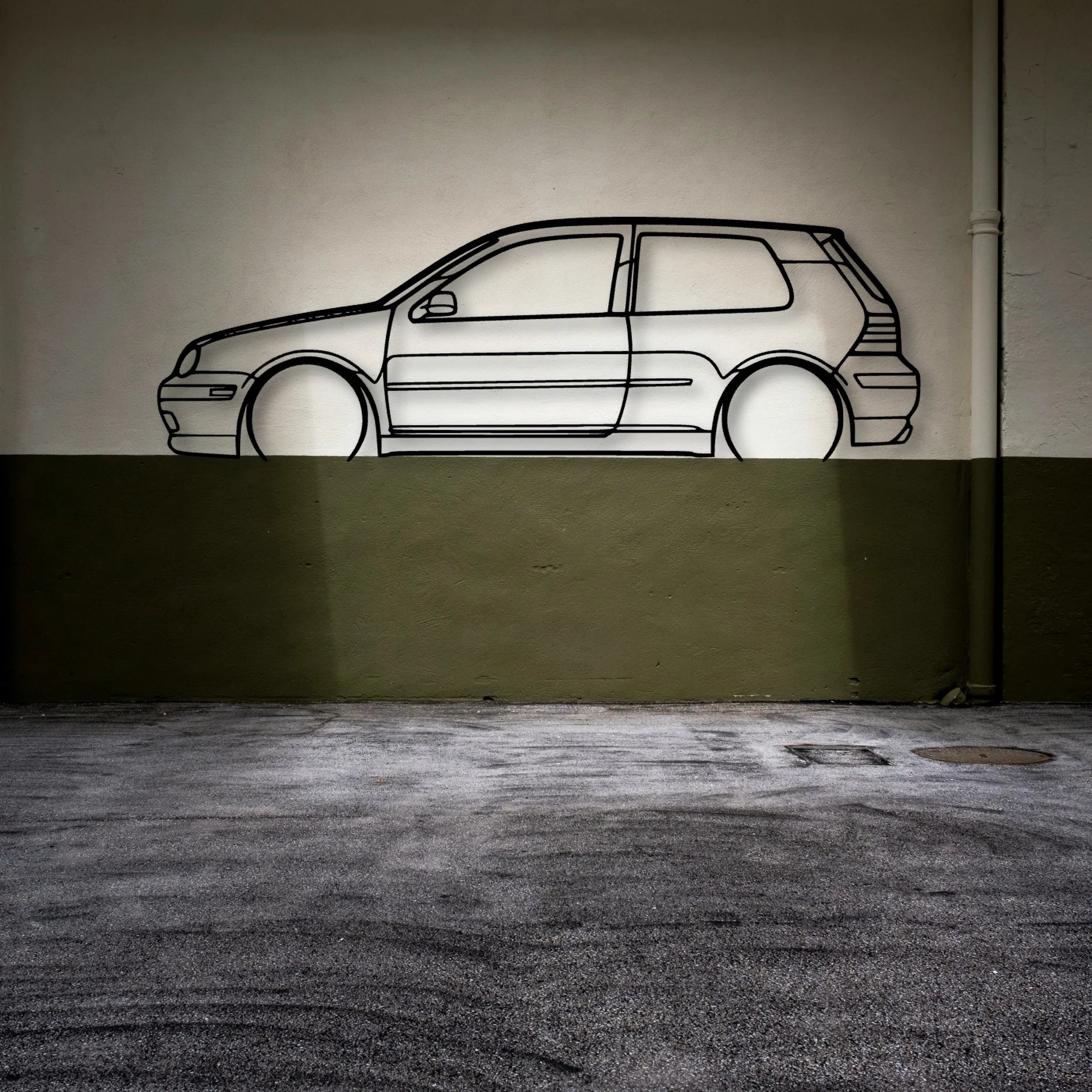 Golf GTI MK4 2 Classic Silhouette Metal Wall Art - Automotive Garage Decor