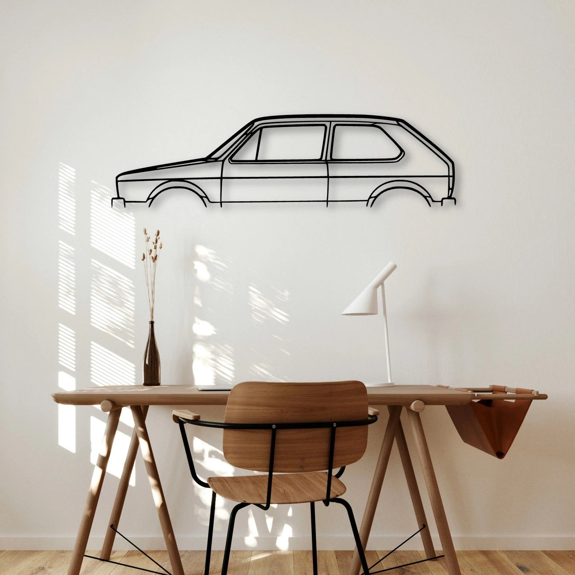 Golf MK1 1980 Classic Silhouette Metal Wall Art - Automotive Garage Decor
