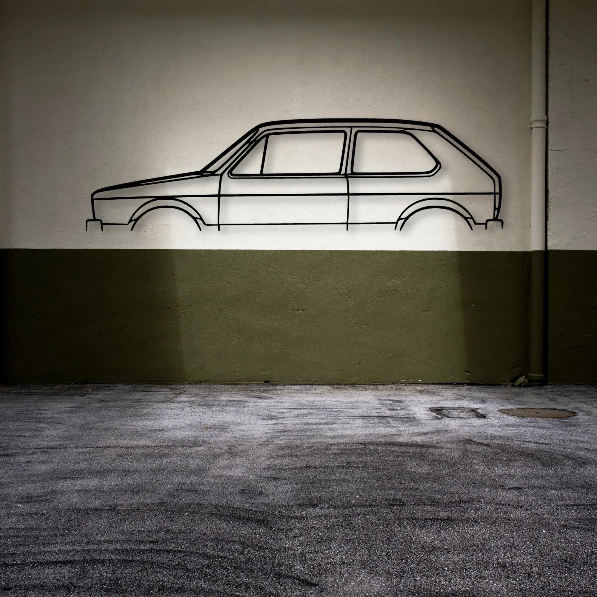 Golf MK1 1980 Classic Silhouette Metal Wall Art - Automotive Garage Decor