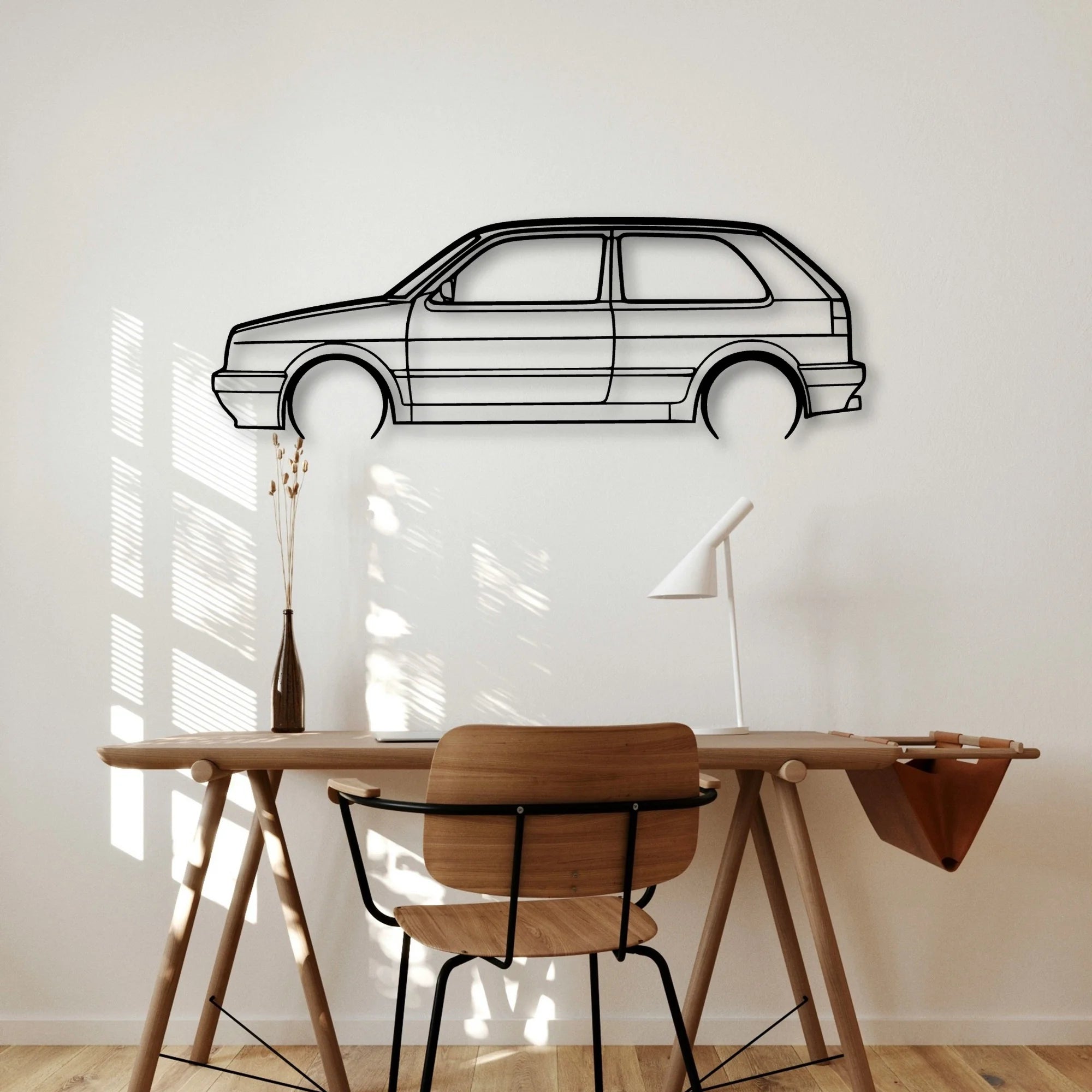 Golf MK2 GTI 2 Classic Silhouette Metal Wall Art - Automotive Garage Decor