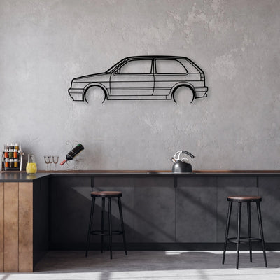 Golf MK2 GTI 2 Classic Silhouette Metal Wall Art - Automotive Garage Decor