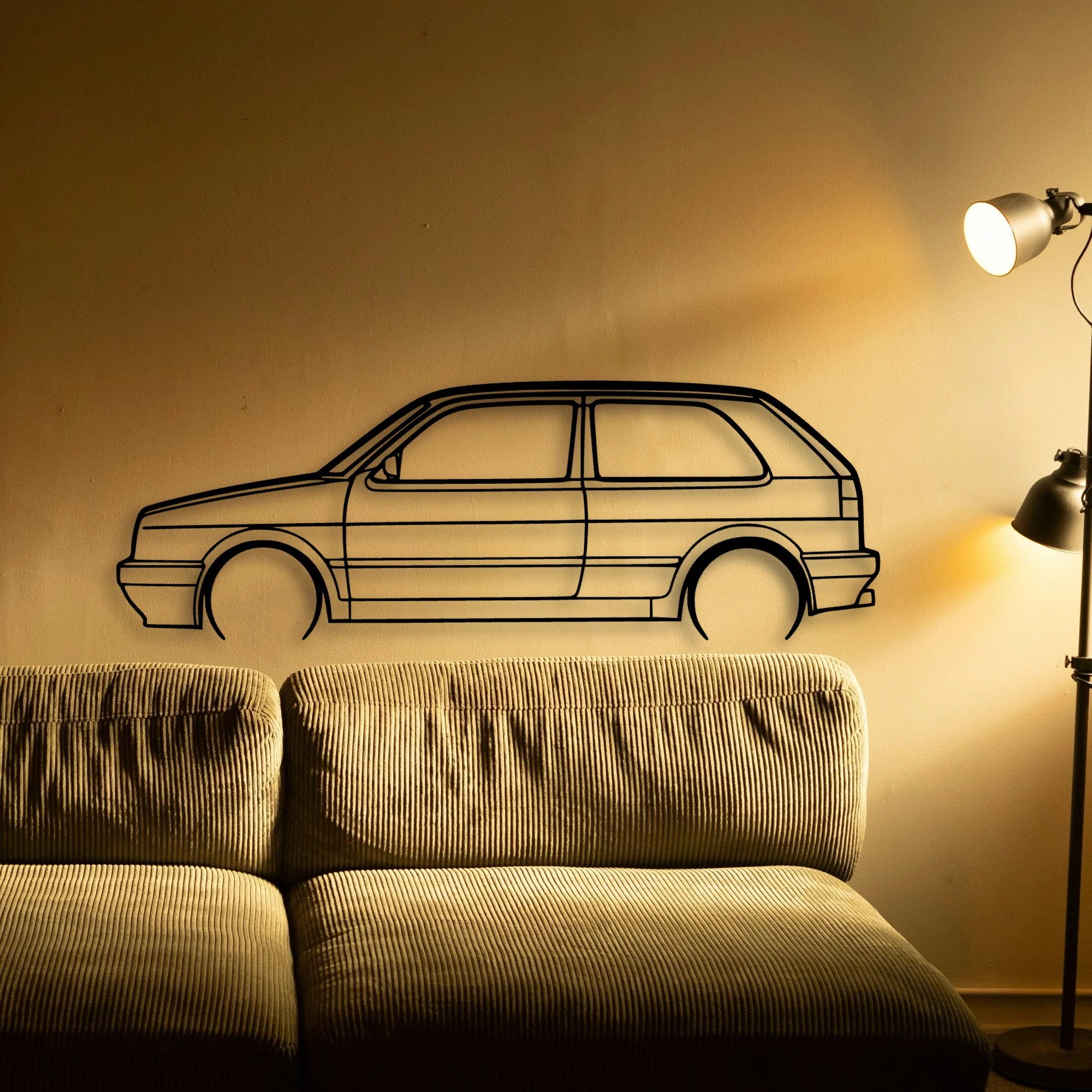 Golf MK2 GTI 2 Classic Silhouette Metal Wall Art - Automotive Garage Decor