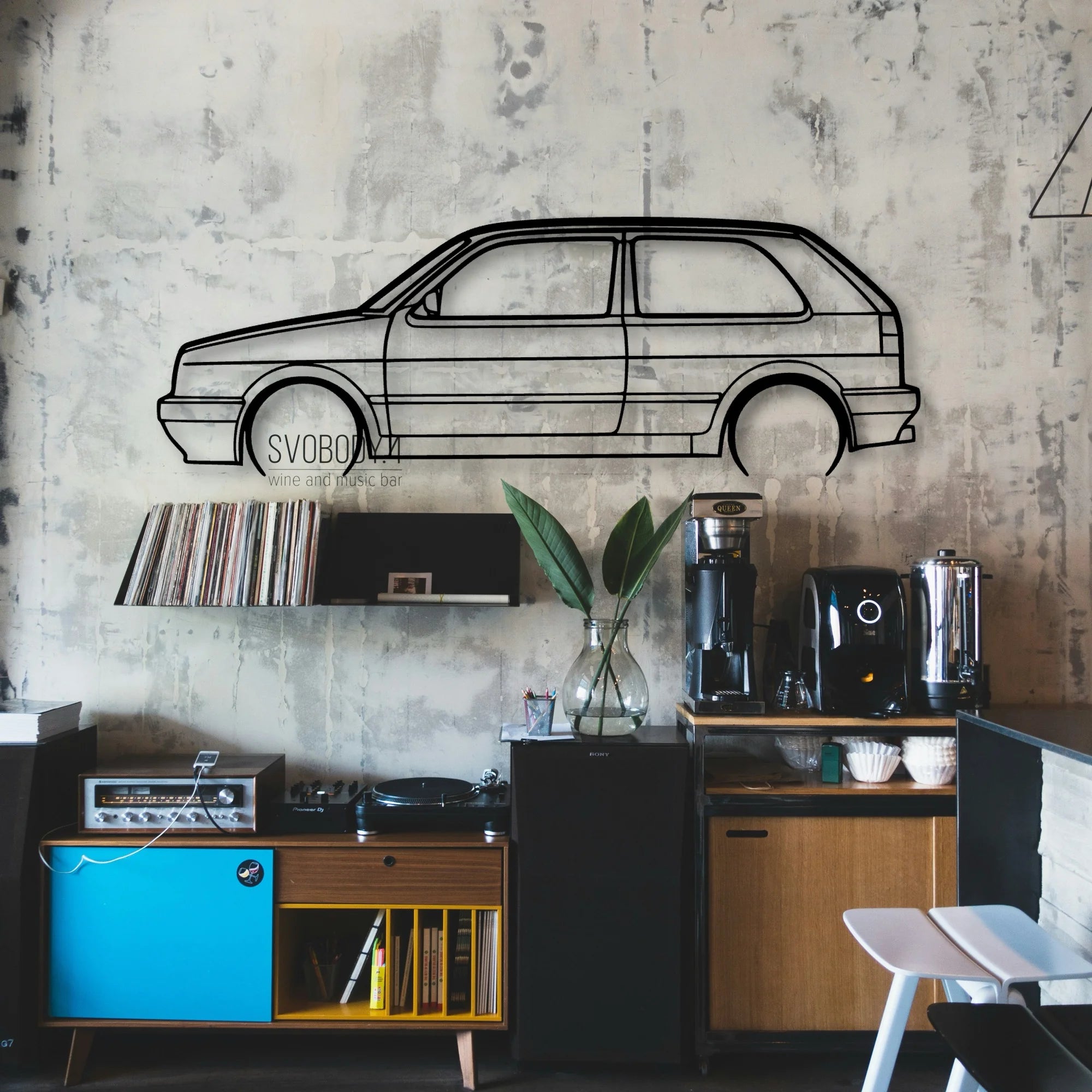 Golf MK2 GTI 2 Classic Silhouette Metal Wall Art - Automotive Garage Decor