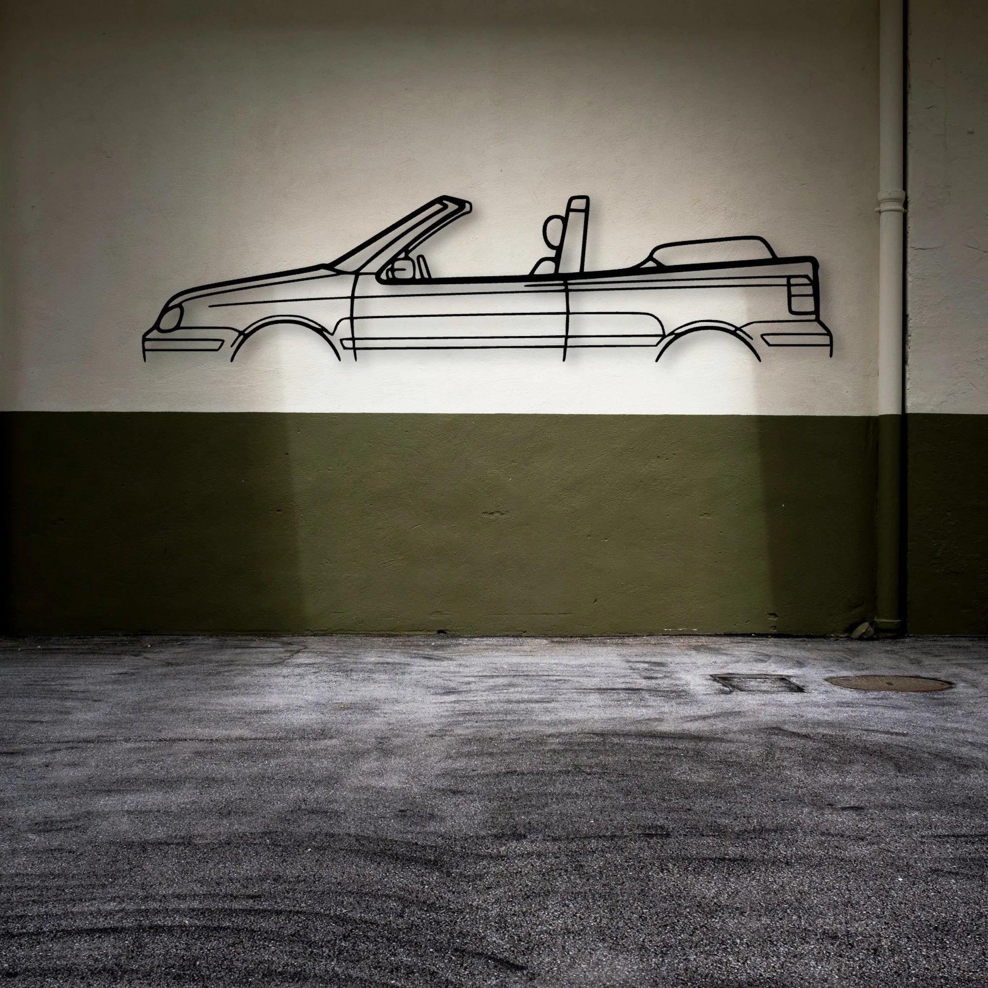 Golf MK4 Cabrio Classic Silhouette Metal Wall Art - Automotive Garage Decor