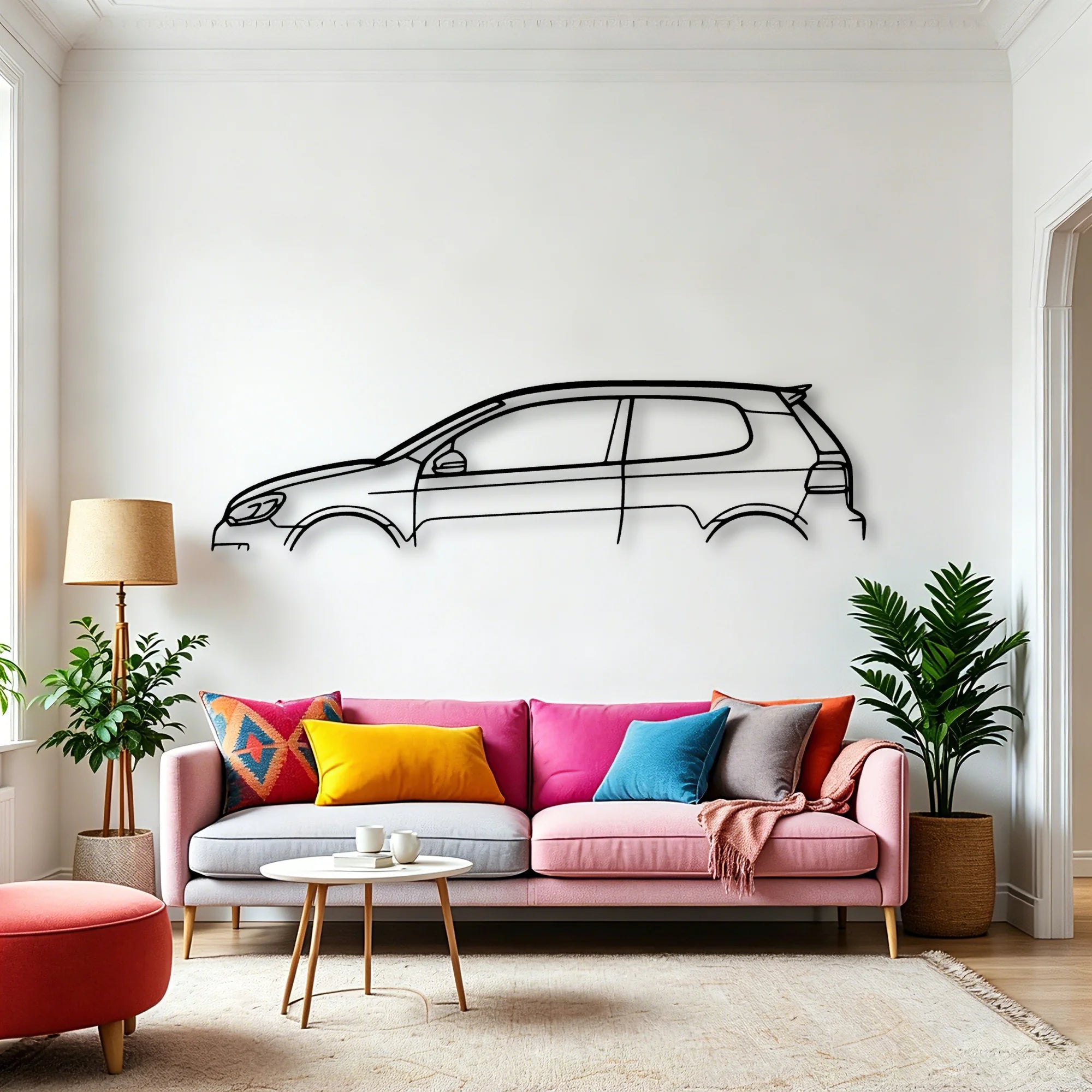 Golf MK6 GTI Classic Silhouette Metal Wall Art - Automotive Garage Decor