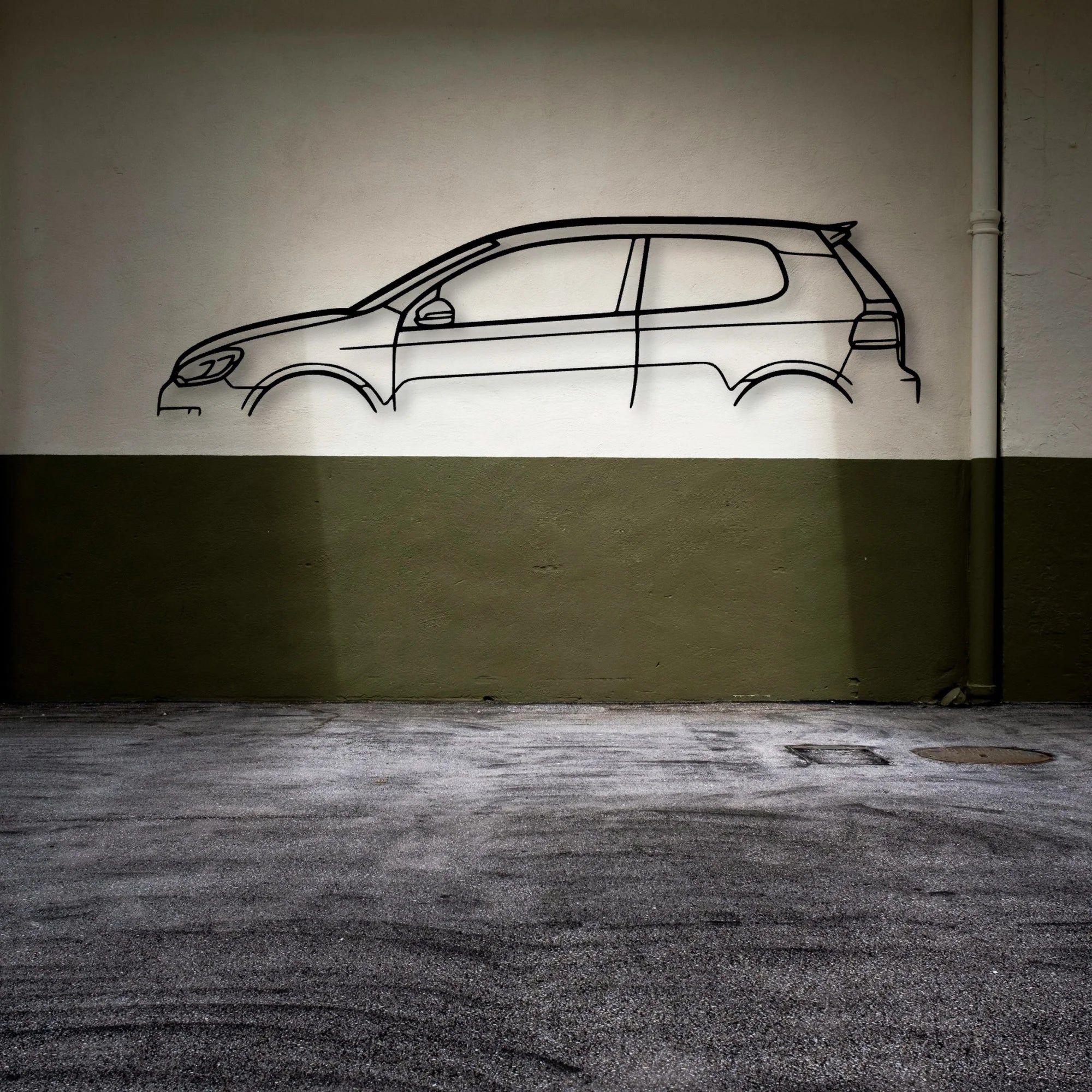 Golf MK6 GTI Classic Silhouette Metal Wall Art - Automotive Garage Decor