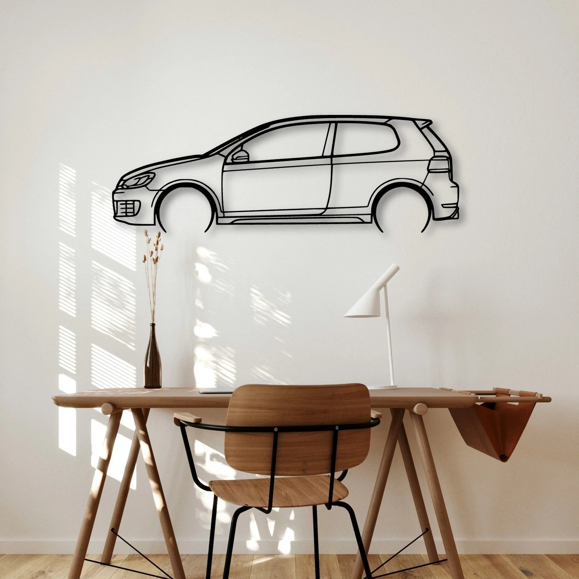 Golf MK6 GTI 2011 Classic Silhouette Metal Wall Art - Automotive Garage Decor