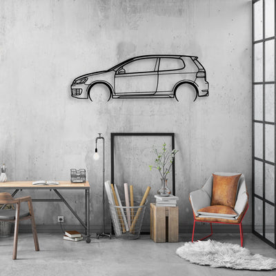 Golf MK6 GTI 2011 Classic Silhouette Metal Wall Art - Automotive Garage Decor