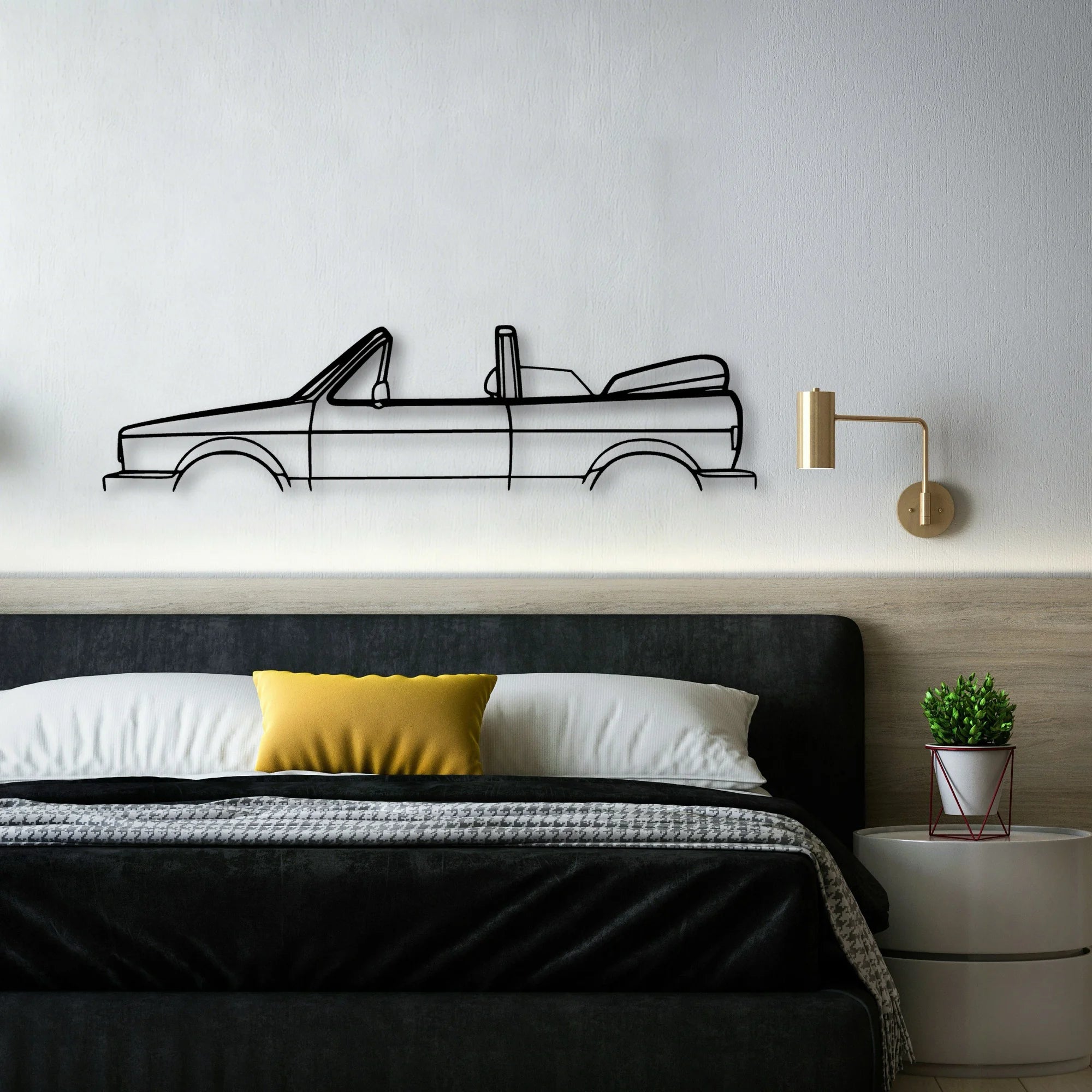 Golf MK1 Convertible 1988 Classic Silhouette Metal Wall Art - Automotive Garage Decor