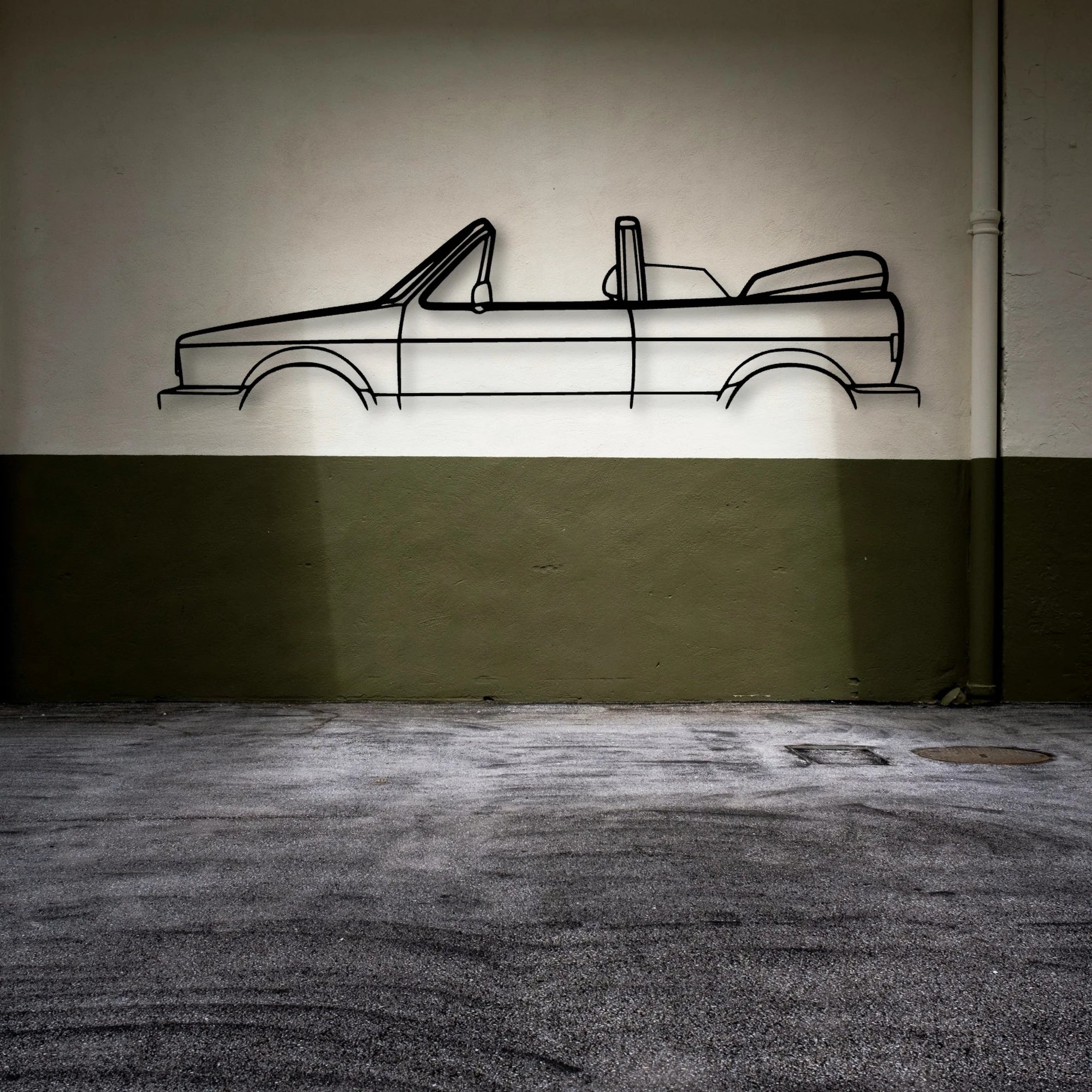 Golf MK1 Convertible 1988 Classic Silhouette Metal Wall Art - Automotive Garage Decor