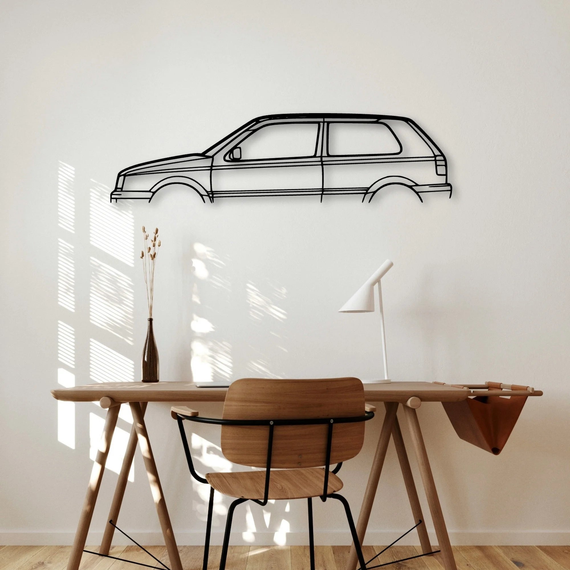 Golf MK3 1997 Classic Silhouette Metal Wall Art - Automotive Garage Decor