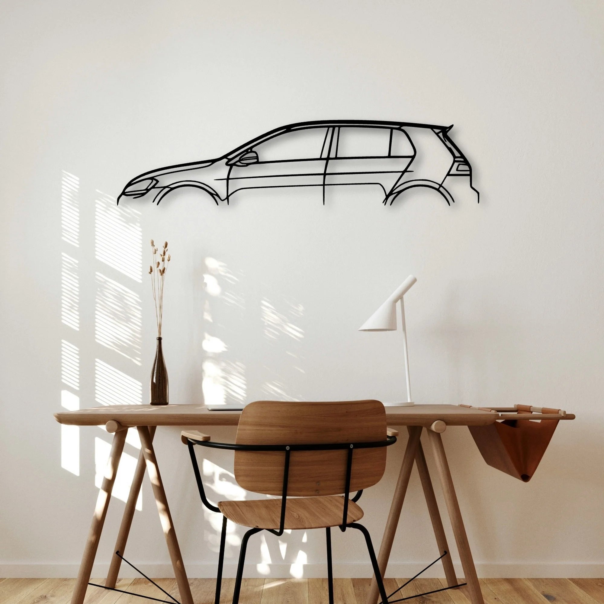 Golf MK7 GTI 2017 Classic Silhouette Metal Wall Art - Automotive Garage Decor