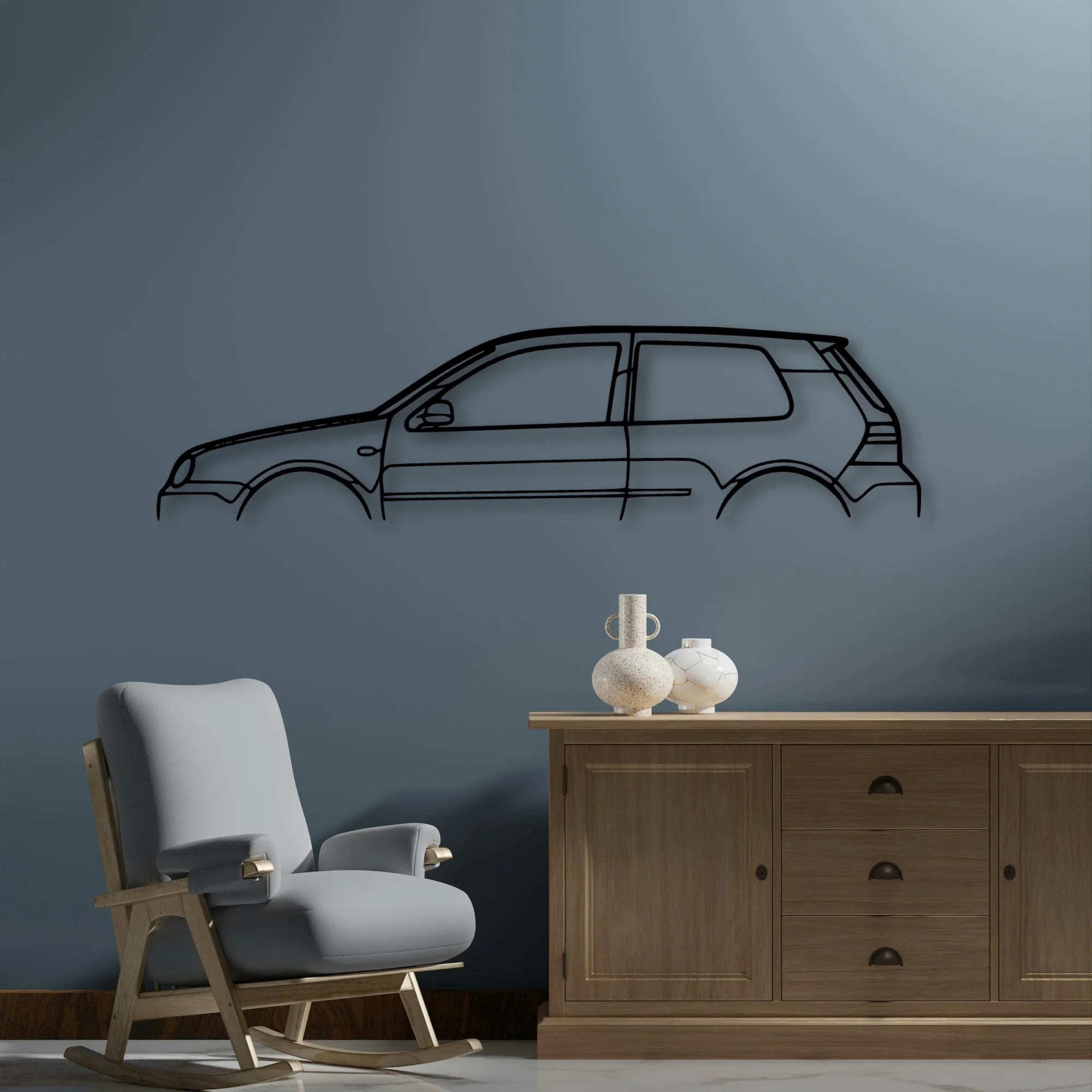 Golf R32 MK4 Classic Silhouette Metal Wall Art - Automotive Garage Decor