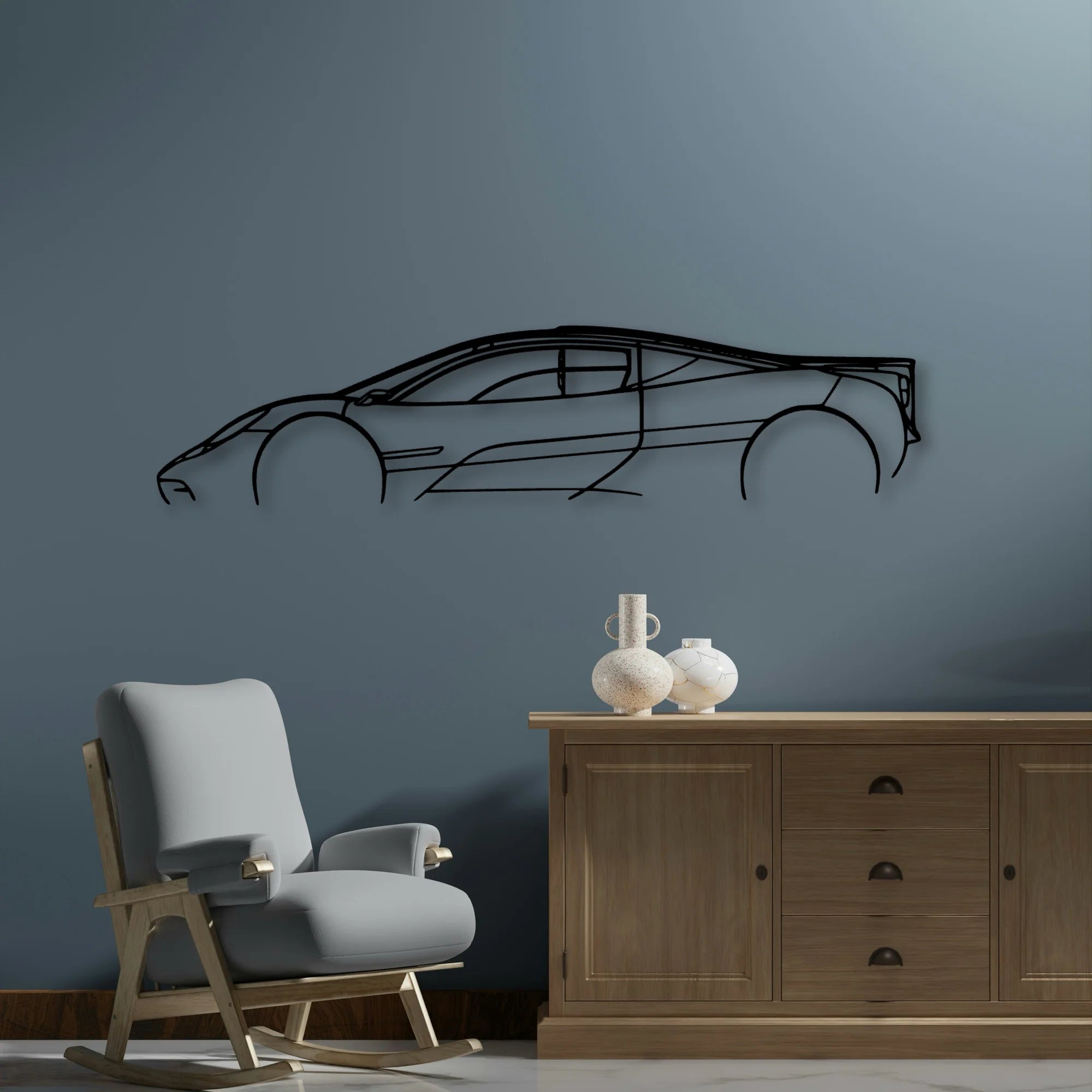 Gordon Murray T50 Classic Silhouette Metal Wall Art - Automotive Garage Decor