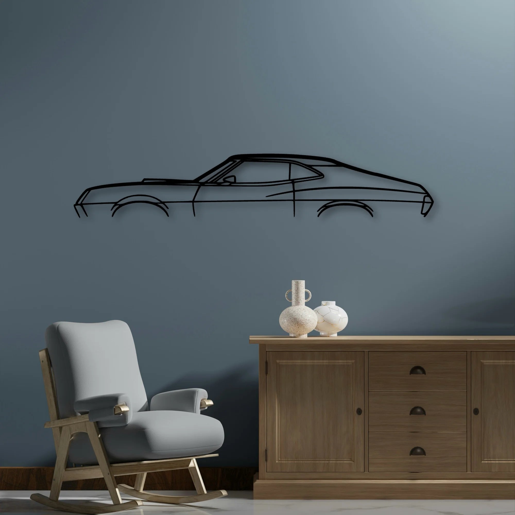 Gran Torino Sport 1972 Classic Silhouette Metal Wall Art - Automotive Garage Decor