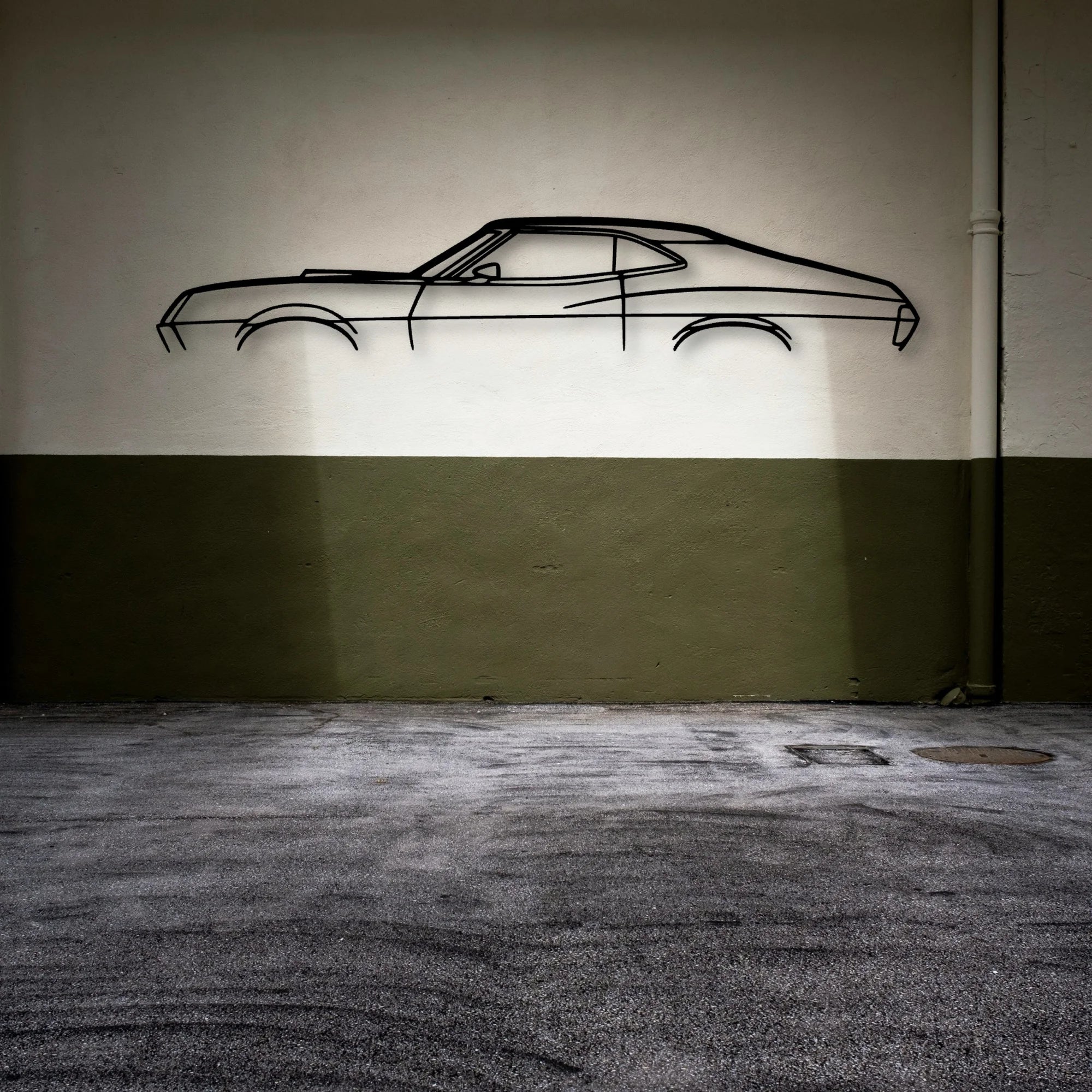 Gran Torino Sport 1972 Classic Silhouette Metal Wall Art - Automotive Garage Decor