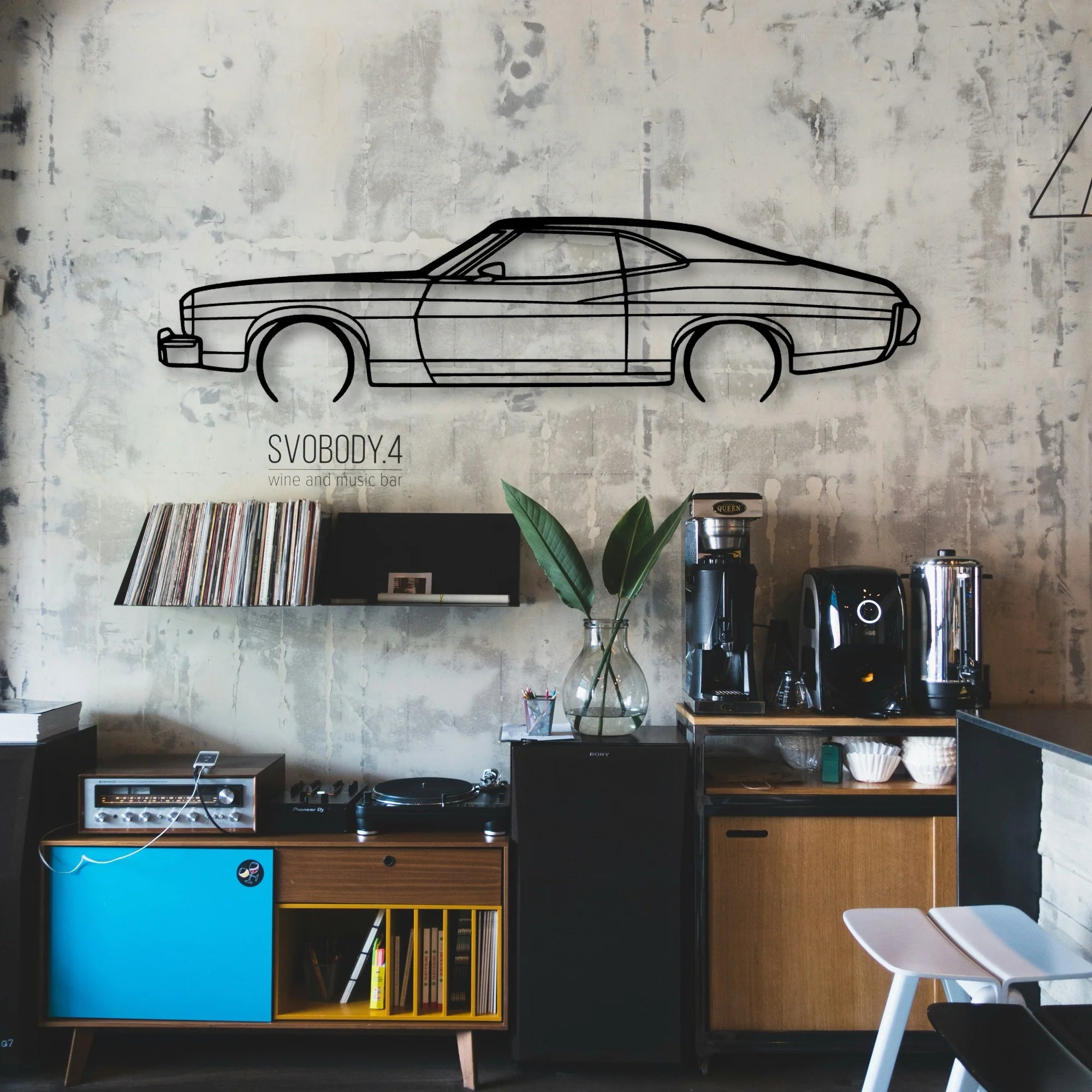 Gran Torino Sport Fastback 1973 Classic Silhouette Metal Wall Art - Automotive Garage Decor