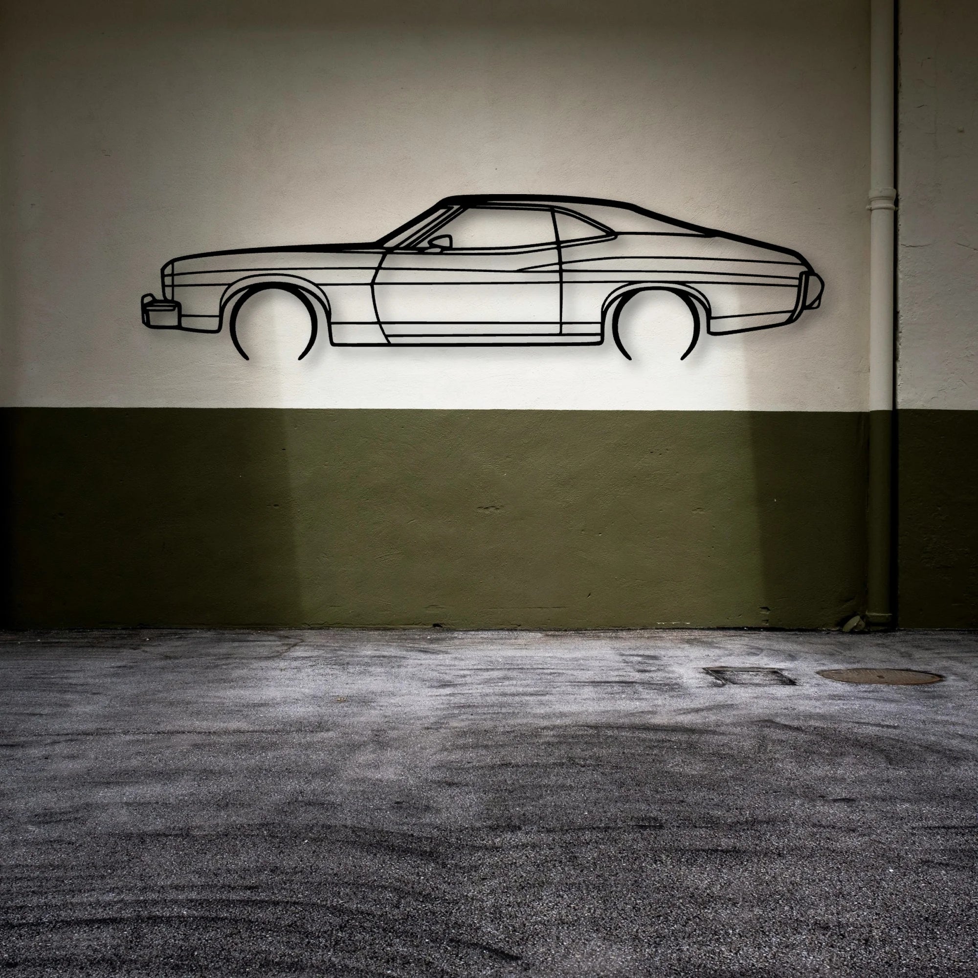 Gran Torino Sport Fastback 1973 Classic Silhouette Metal Wall Art - Automotive Garage Decor