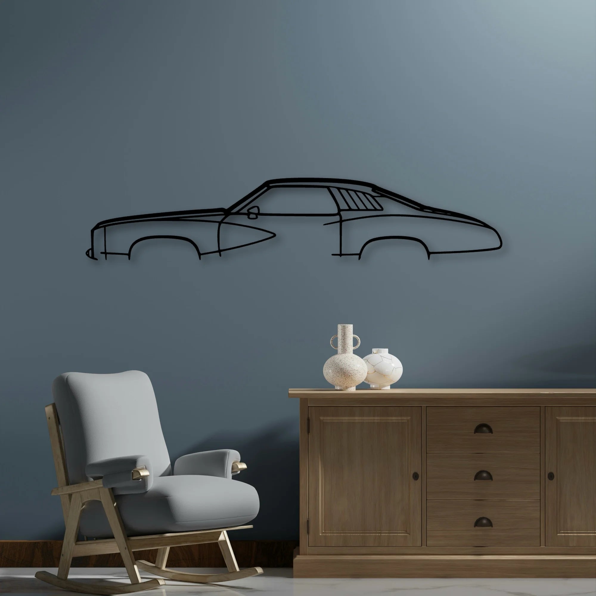 Grand Am 1973 Classic Silhouette Metal Wall Art - Automotive Garage Decor