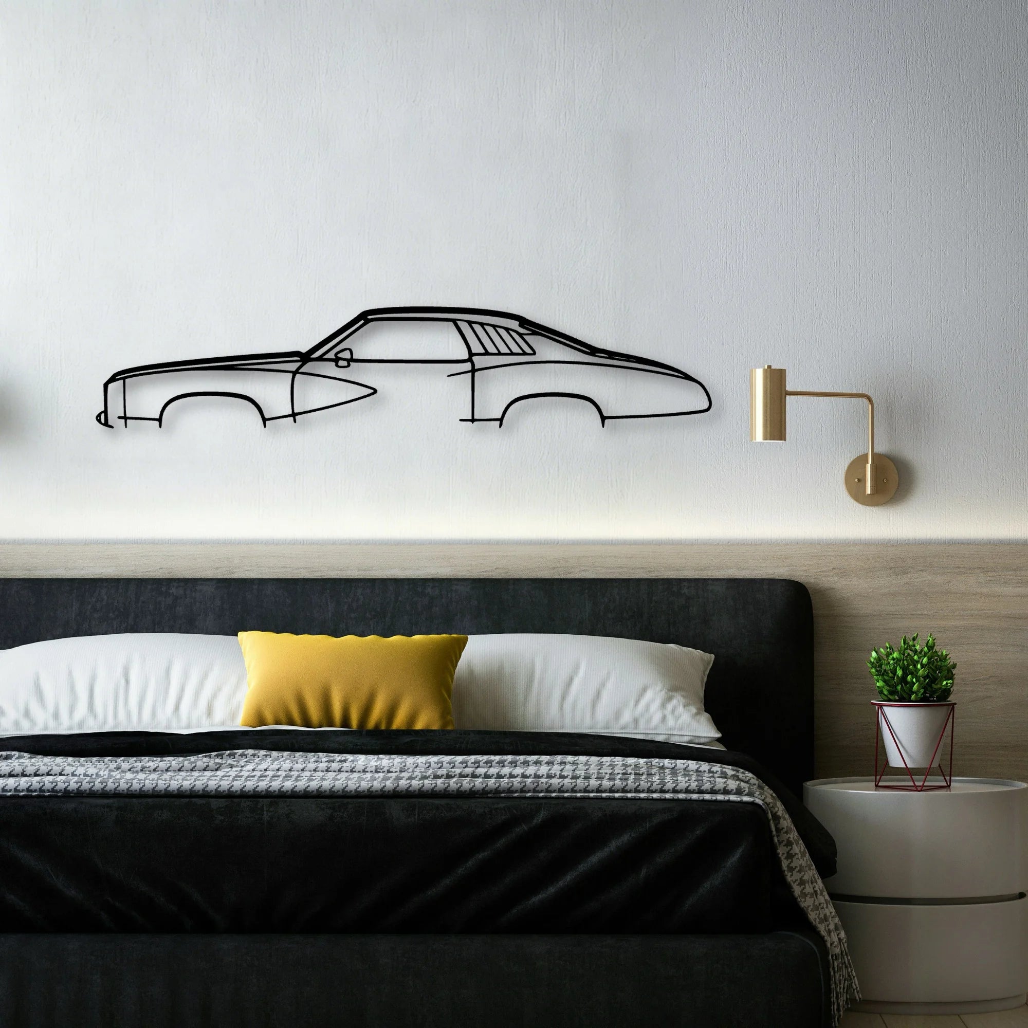 Grand Am 1973 Classic Silhouette Metal Wall Art - Automotive Garage Decor