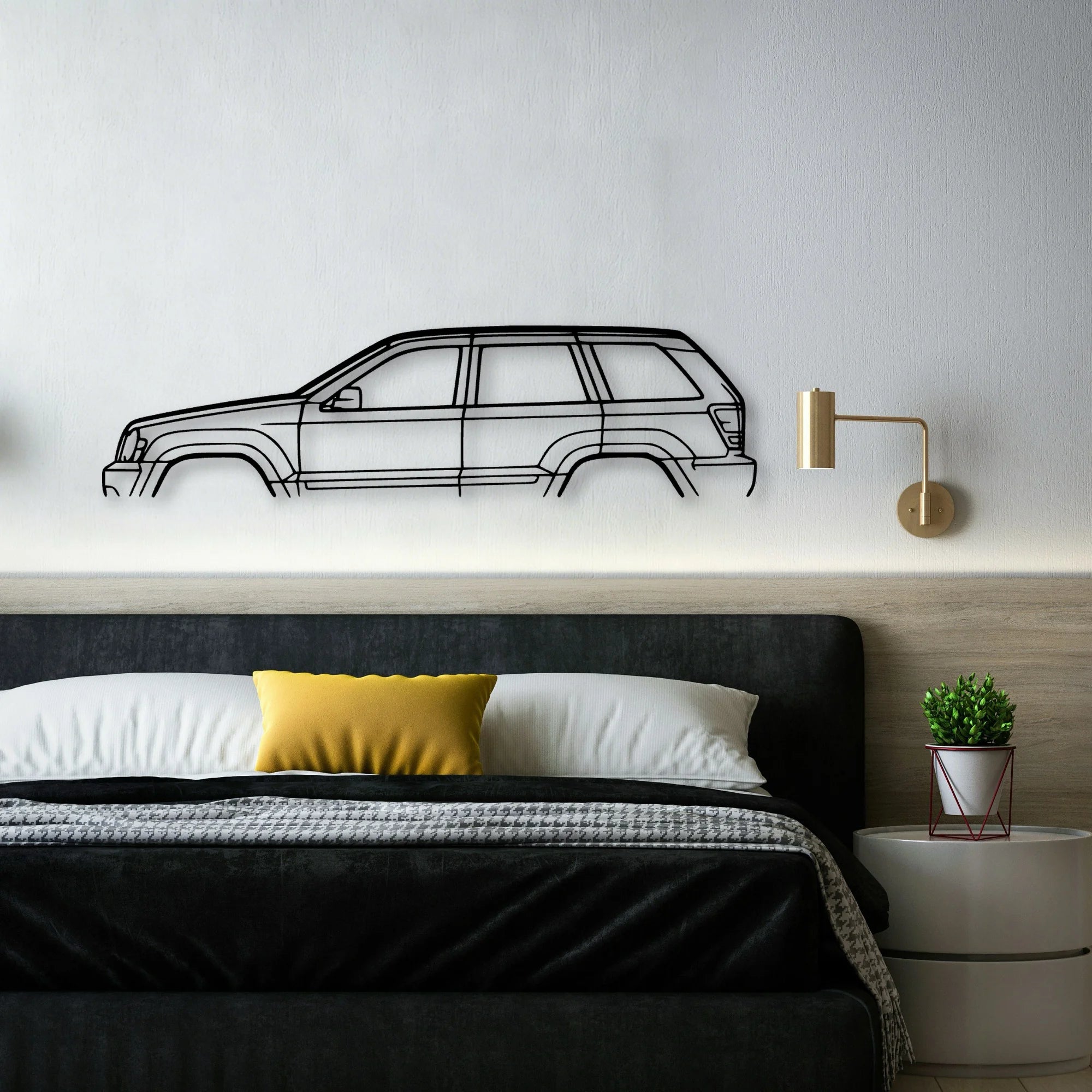 Grand Cherokee 2009 Classic Silhouette Metal Wall Art - Automotive Garage Decor