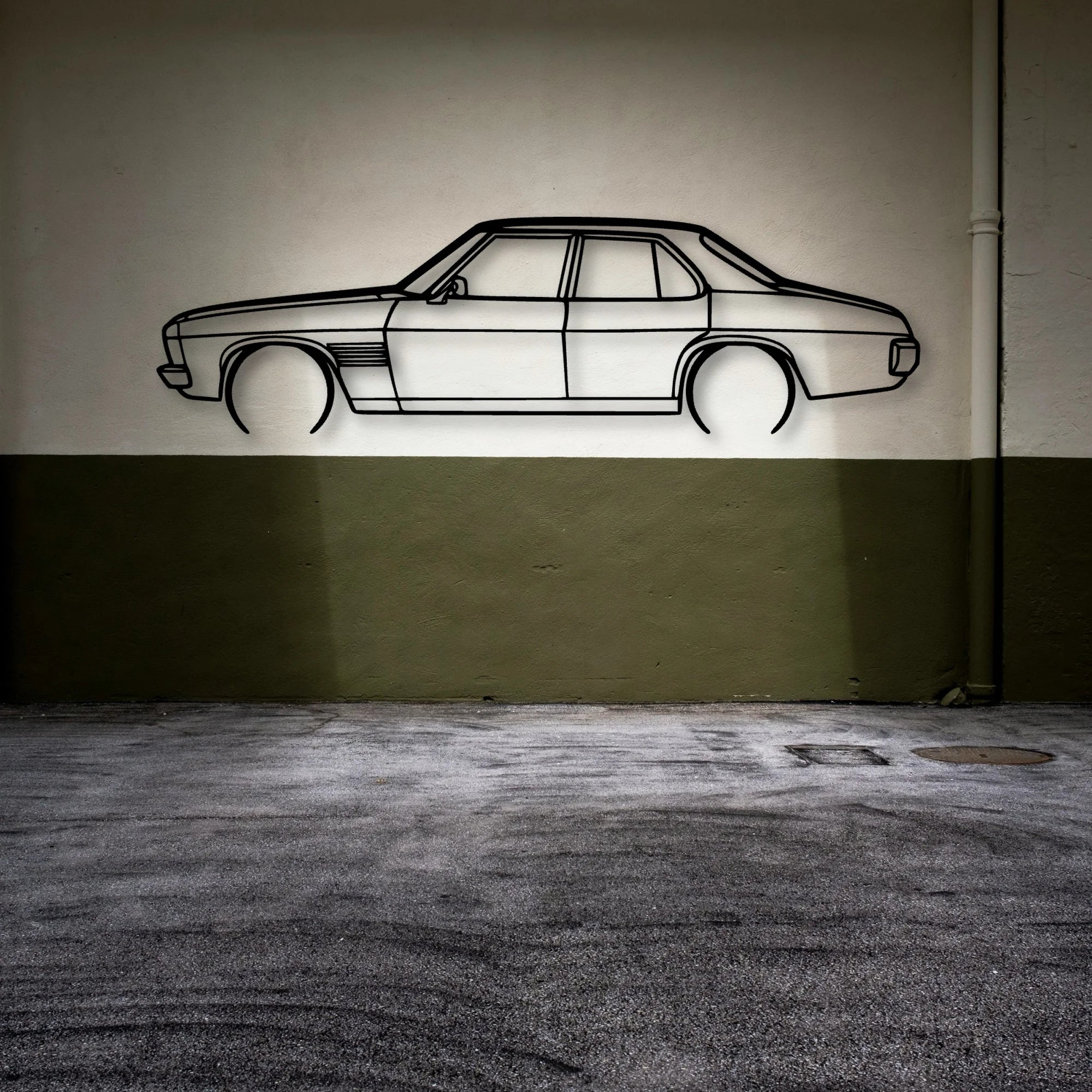 HSV HQ Monaro 1974 Classic Silhouette Metal Wall Art - Automotive Garage Decor
