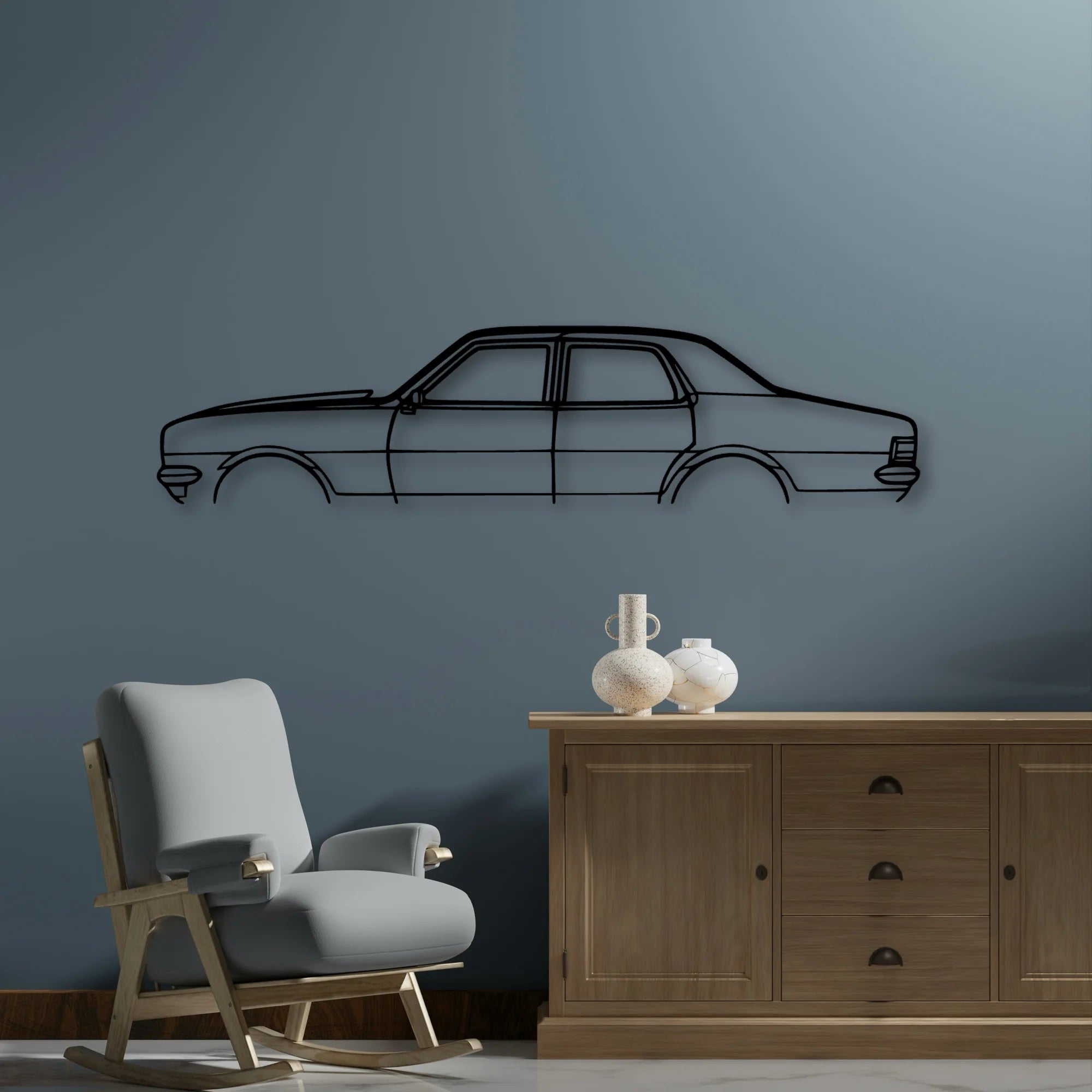 HT 1970 Classic Silhouette Metal Wall Art - Automotive Garage Decor