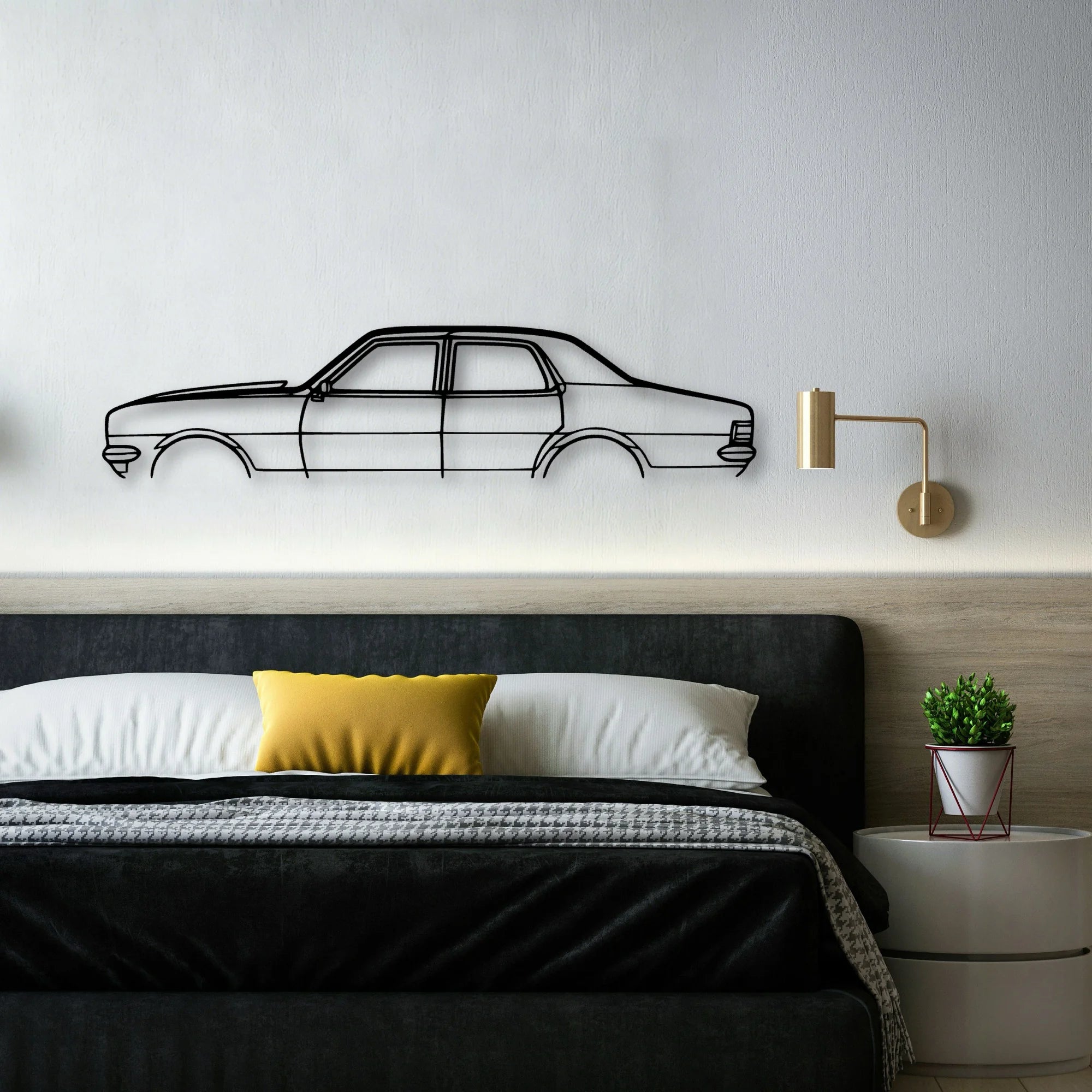 HT 1970 Classic Silhouette Metal Wall Art - Automotive Garage Decor