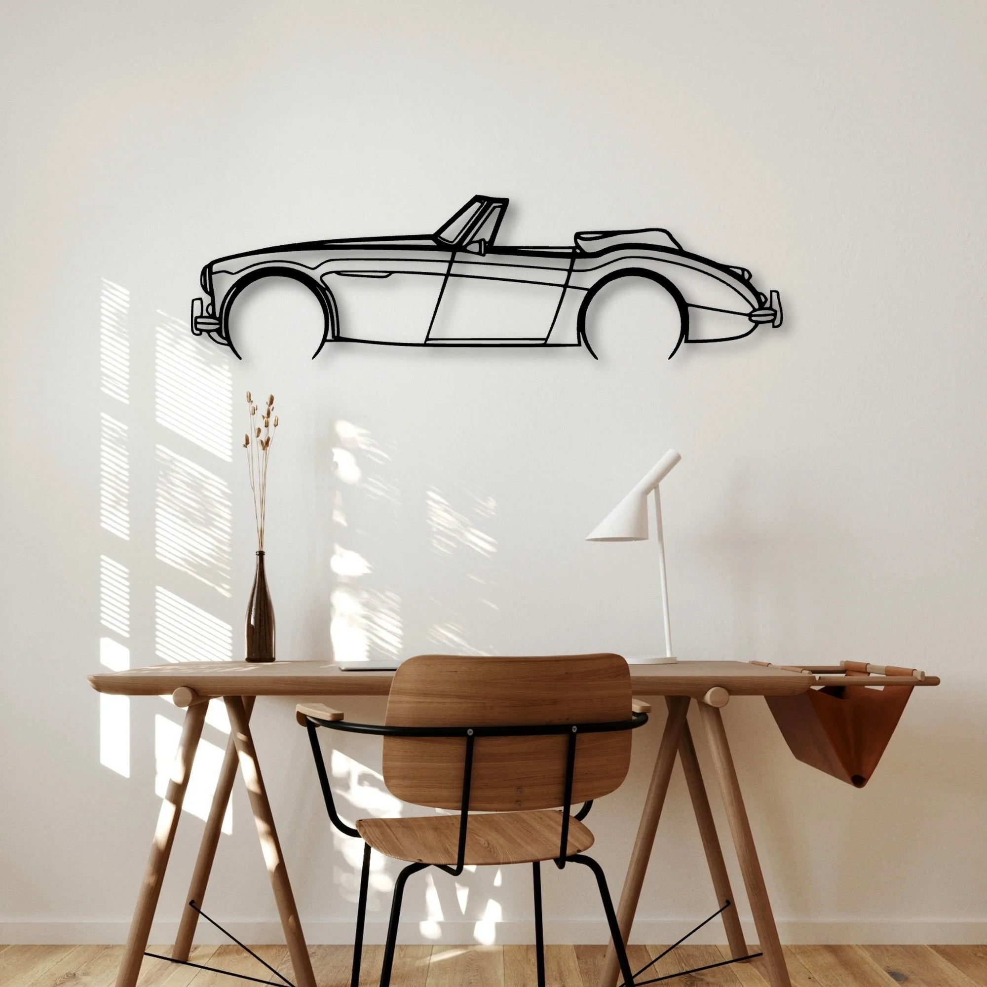 Healey 3000 1966 Classic Silhouette Metal Wall Art - Automotive Garage Decor