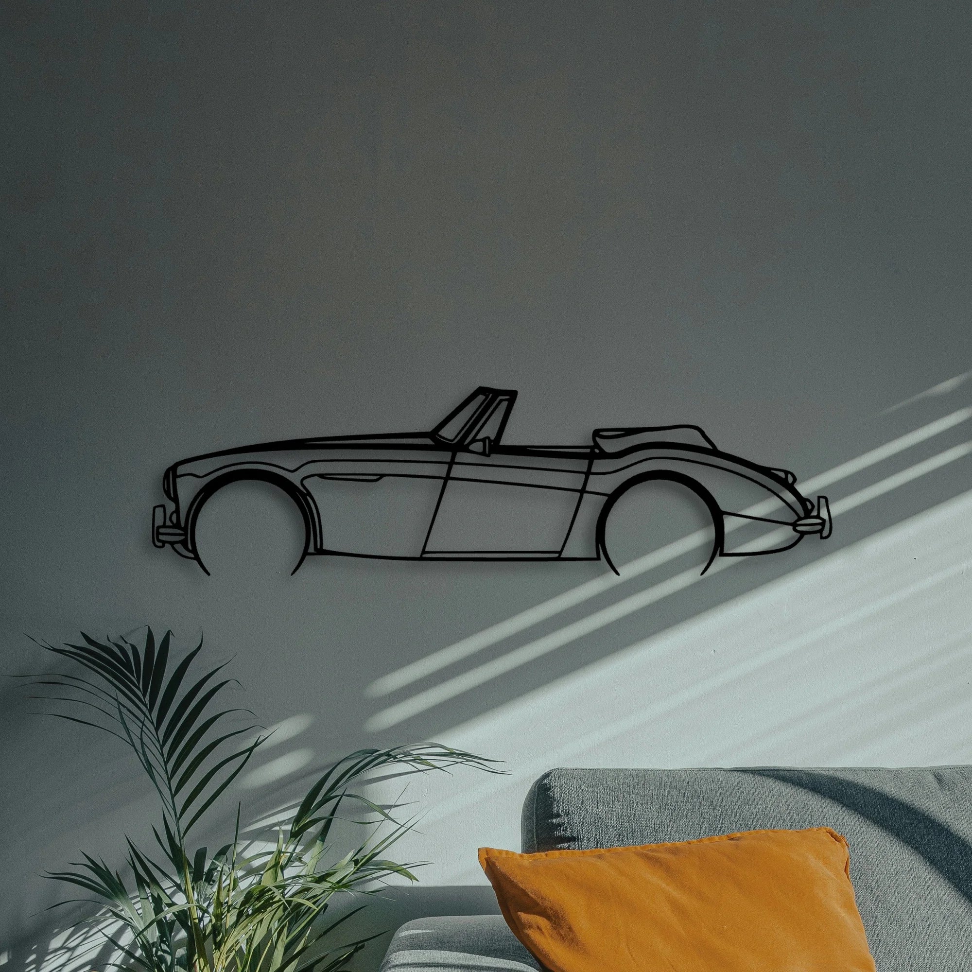 Healey 3000 1966 Classic Silhouette Metal Wall Art - Automotive Garage Decor