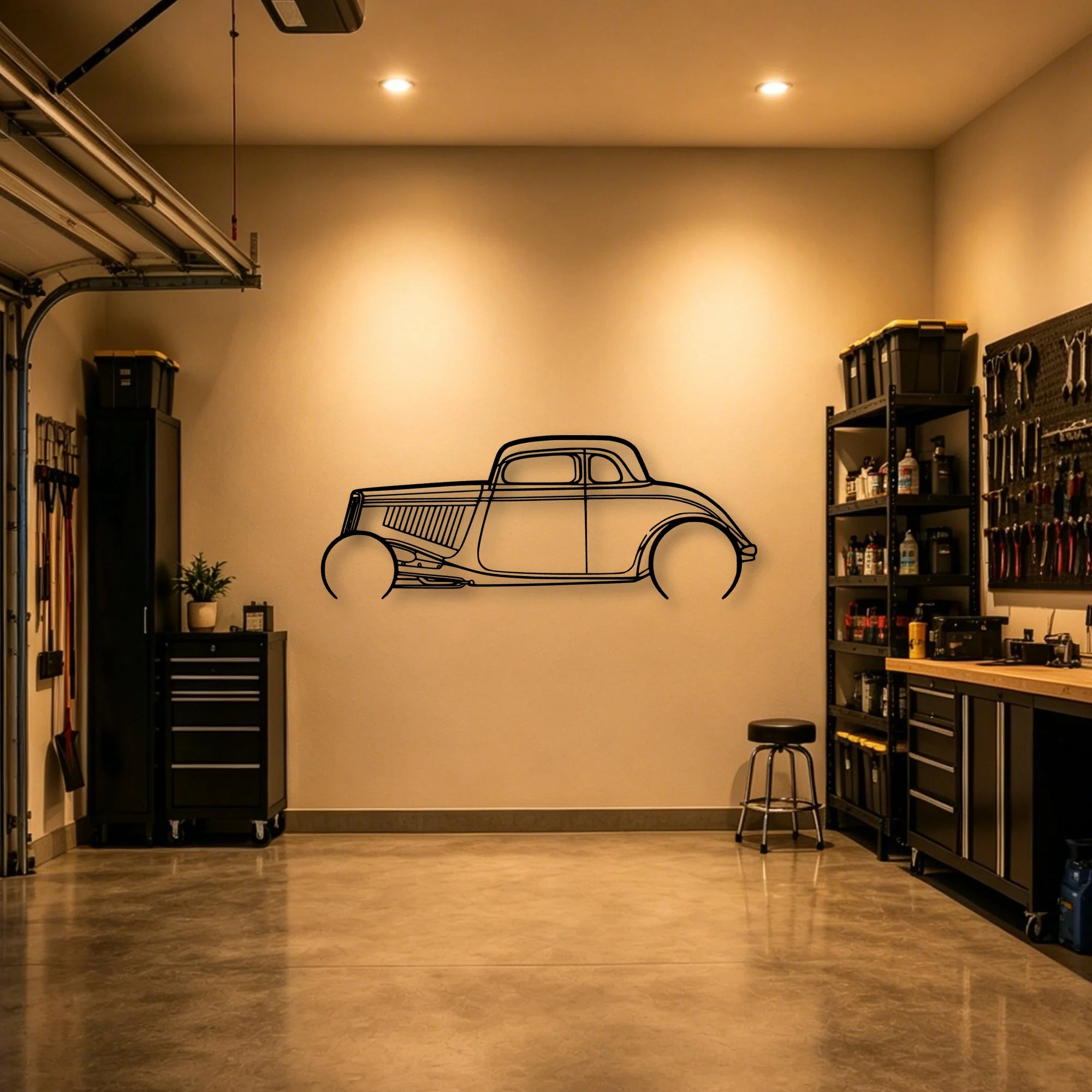 Highboy 1934 Classic Silhouette Metal Wall Art - Automotive Garage Decor